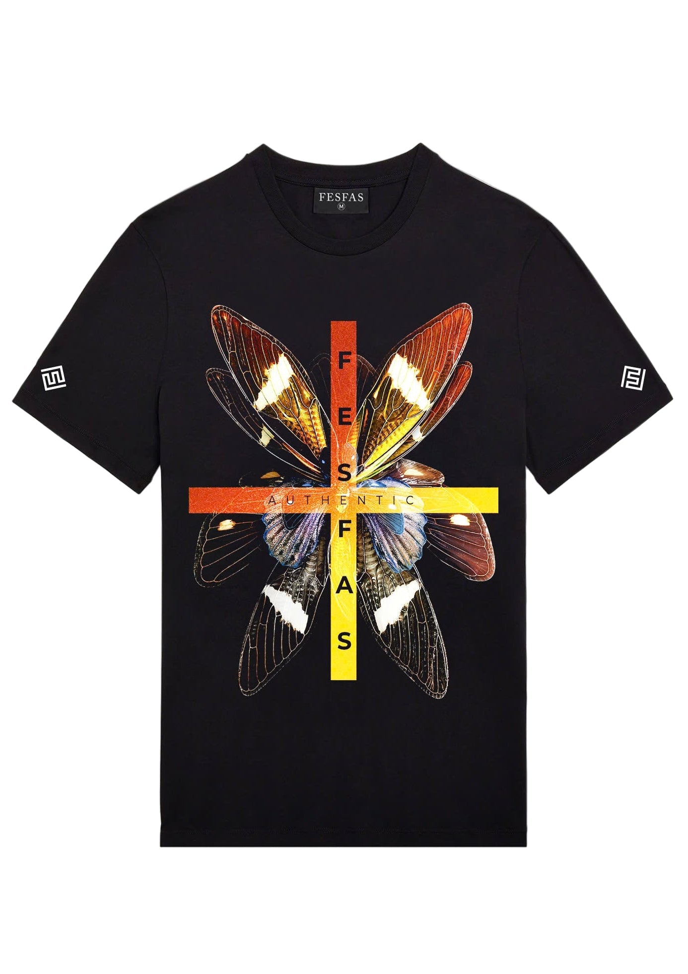 FesFas butterfly-print T-shirt | Black