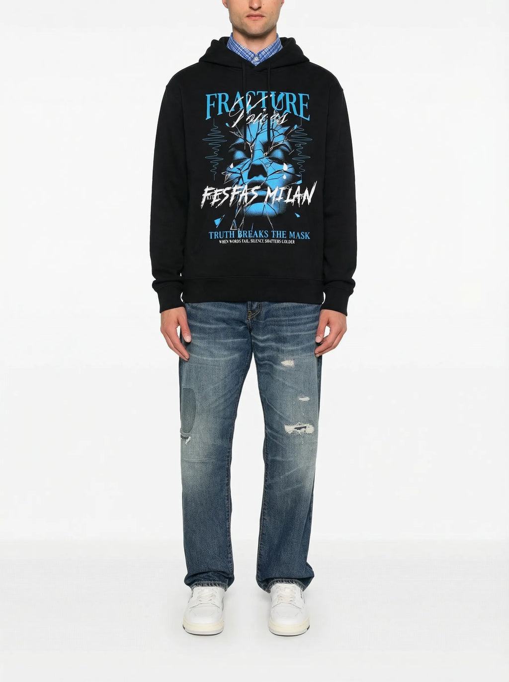 FesFas mask-print Hoodie | Black