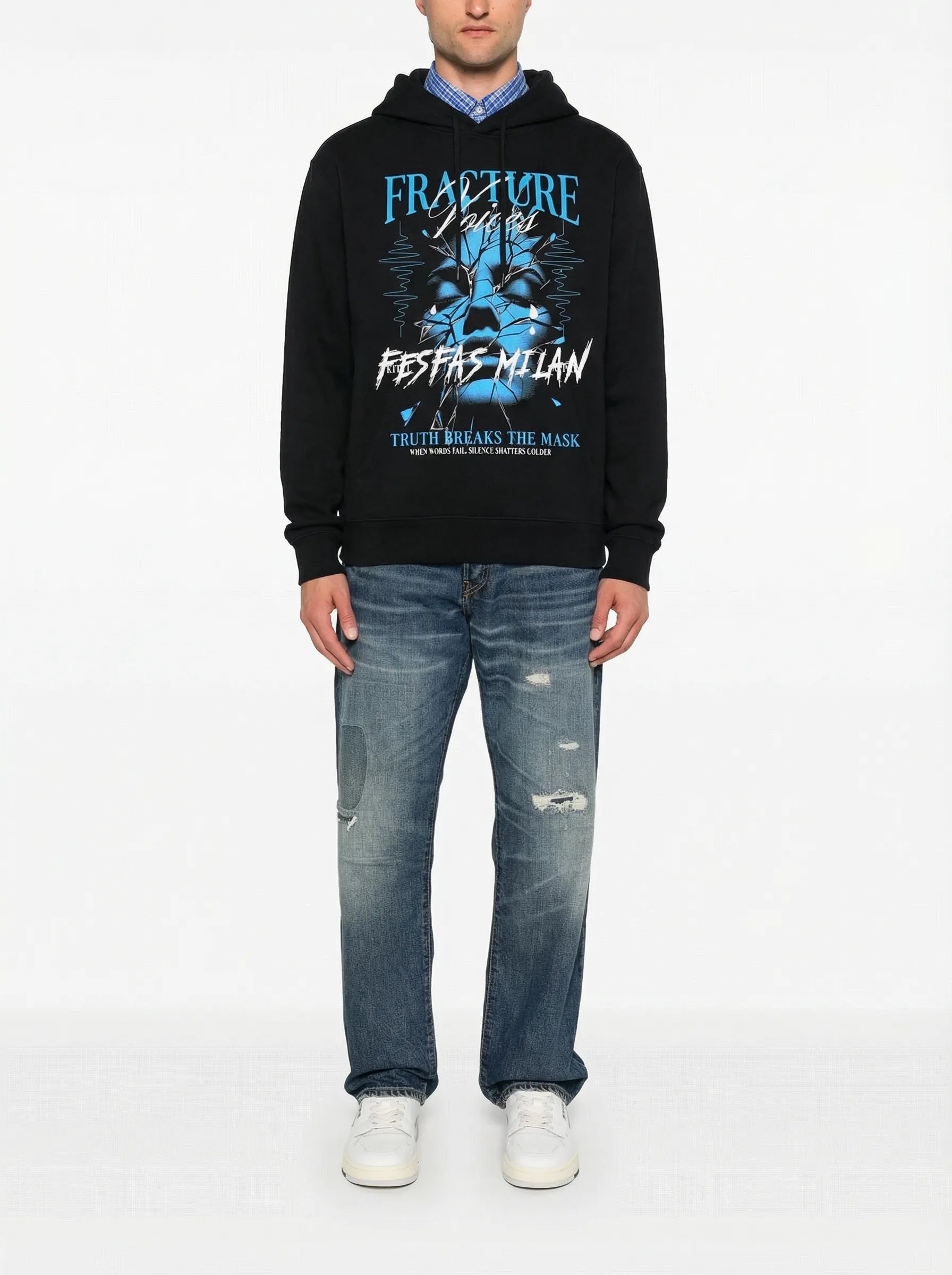 FesFas mask-print Hoodie | Black