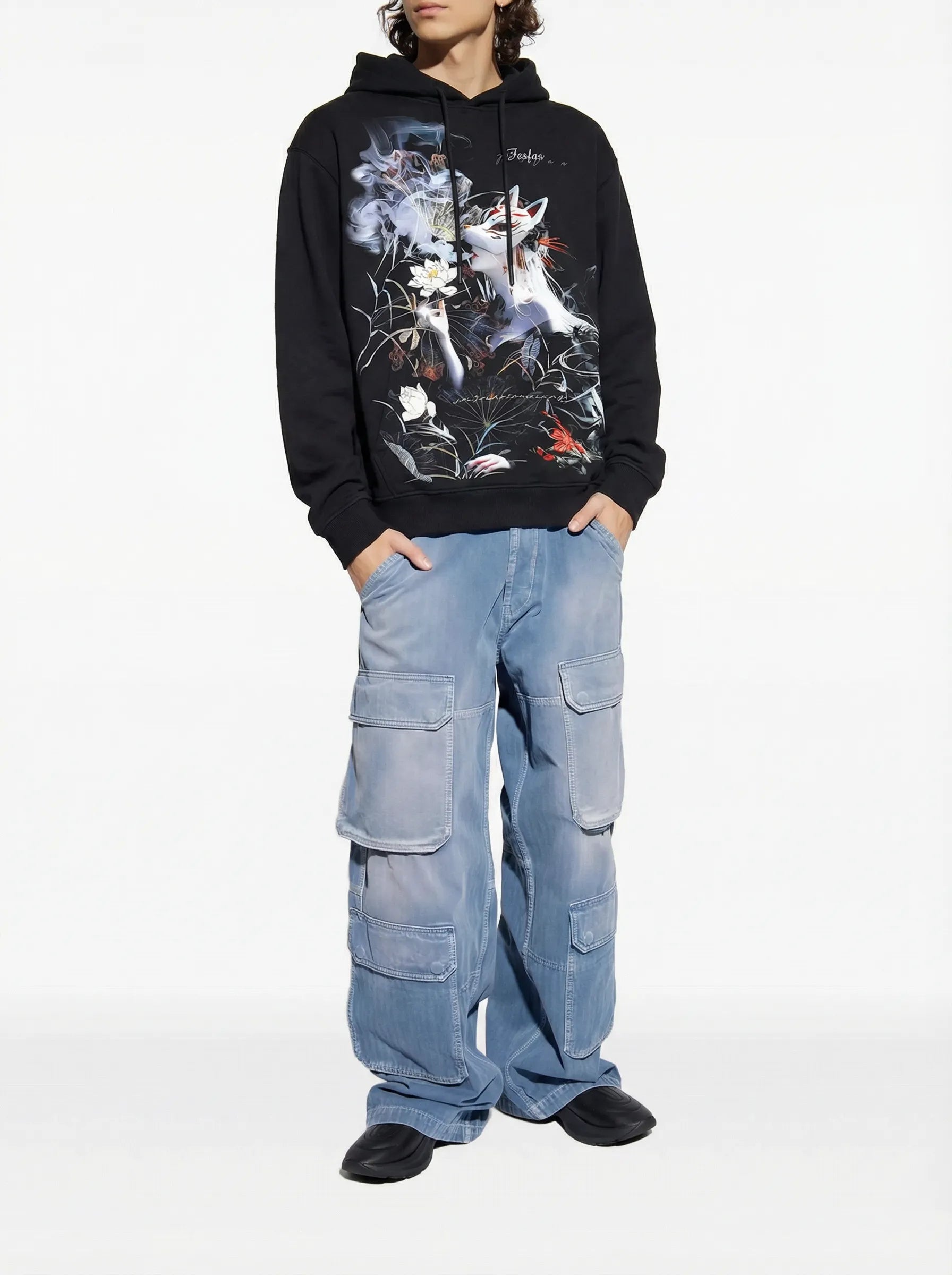 FesFas Japanese tattoos-print Hoodie Set | Black