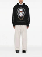 FesFas white chrysanthemum-print Hoodie | Black