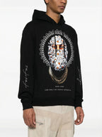 FesFas white chrysanthemum-print Hoodie | Black