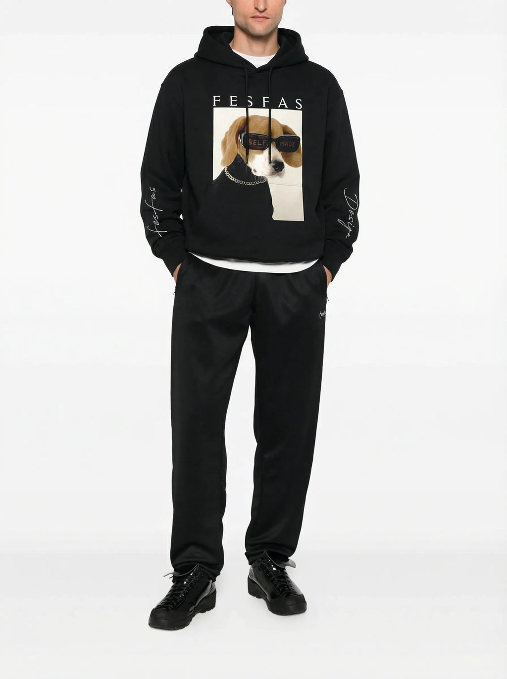 FesFas Dog selfie-print Hoodie | Black