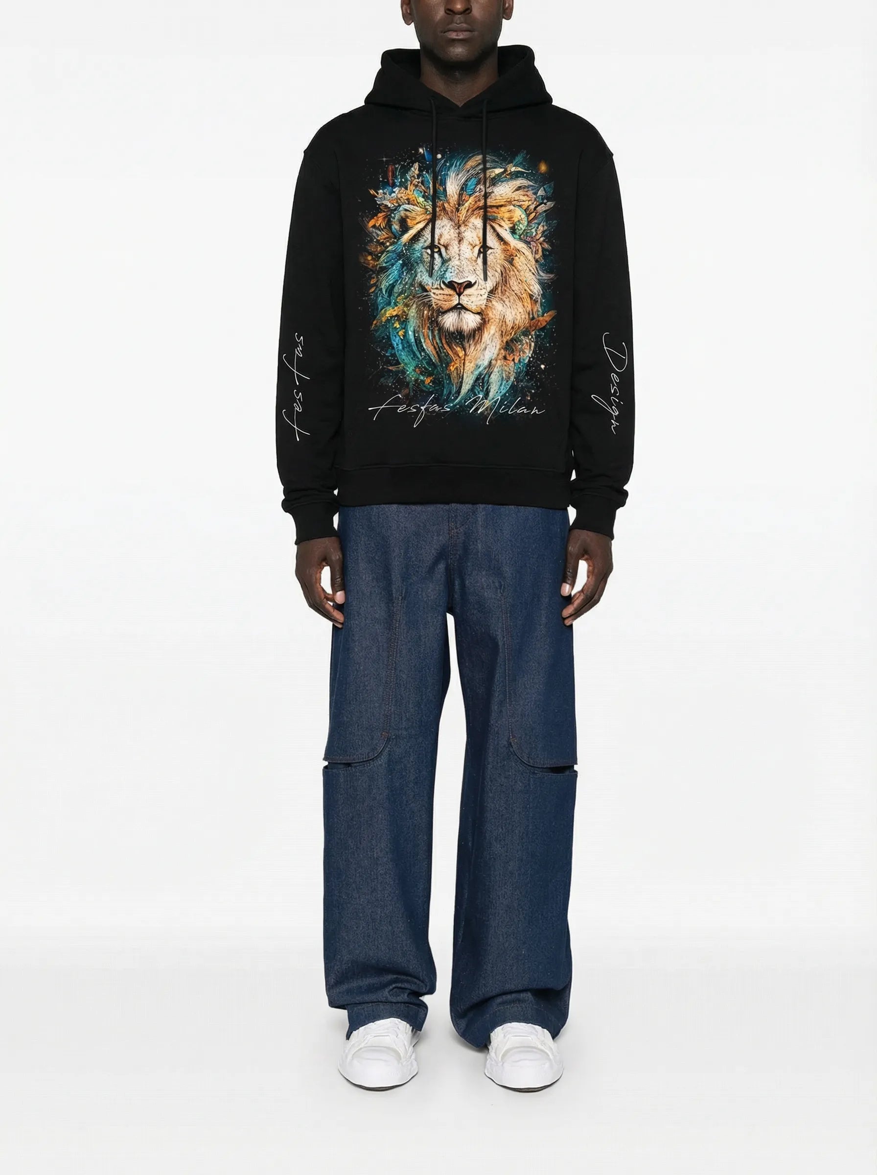 FesFas Lion-print Hoodie | Black