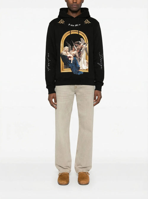 FesFas Angel-print Hoodie | Black | Men