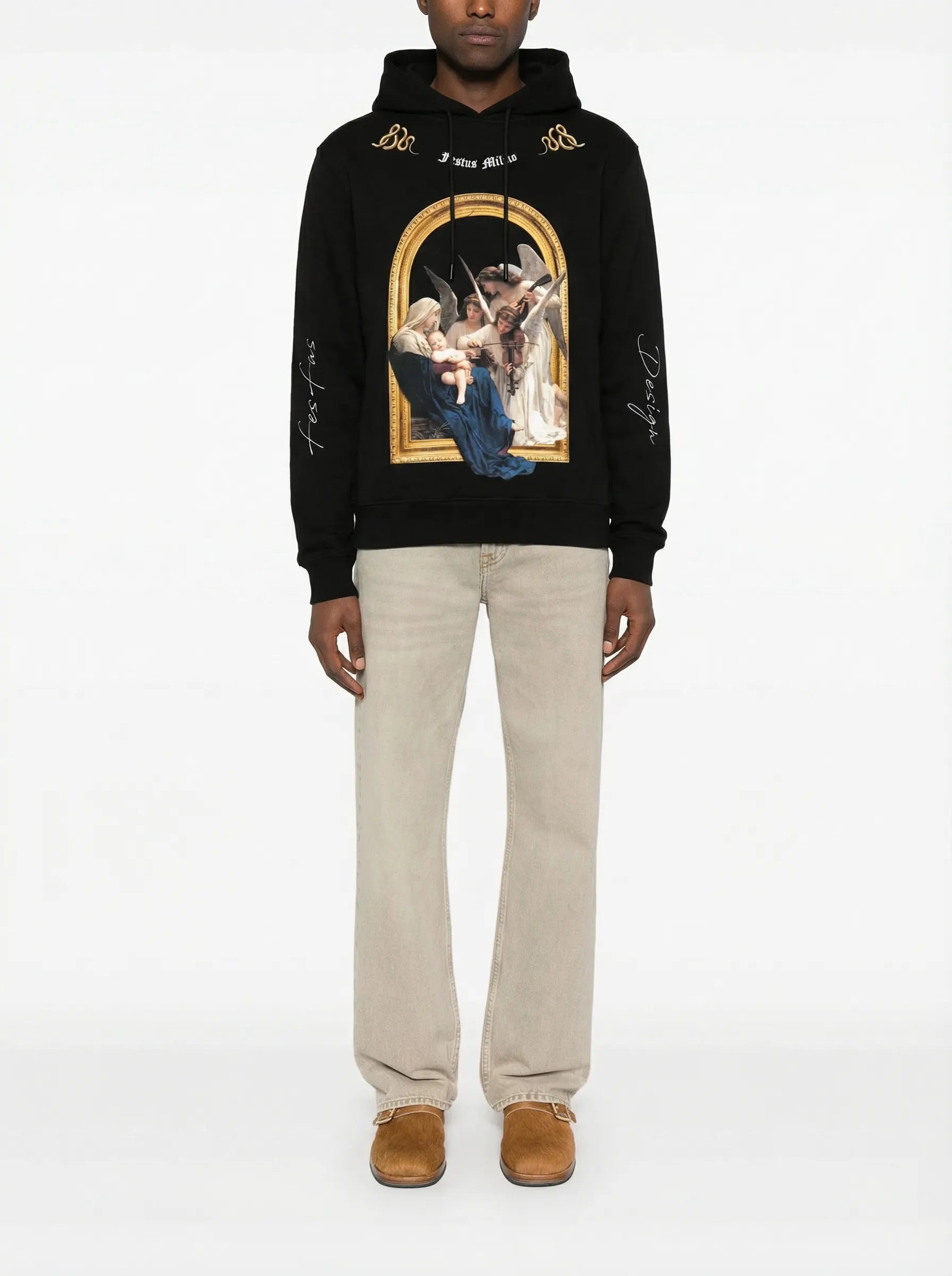 FesFas Angel-print Hoodie | Black