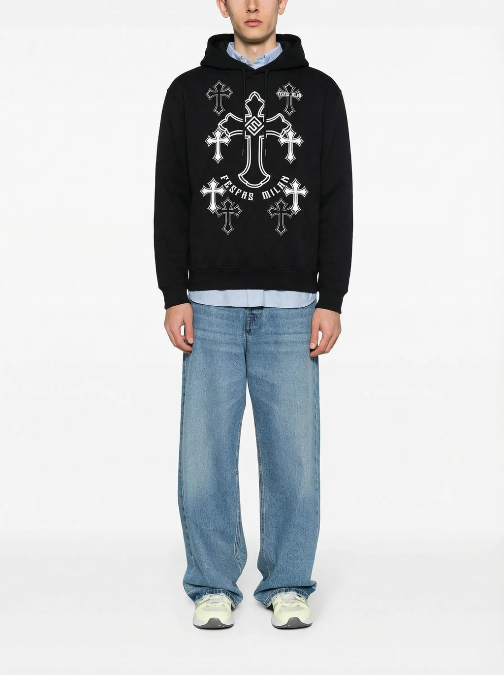 FesFas Cross-print Hoodie Set | Black