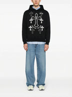FesFas Cross-print Hoodie Set | Black