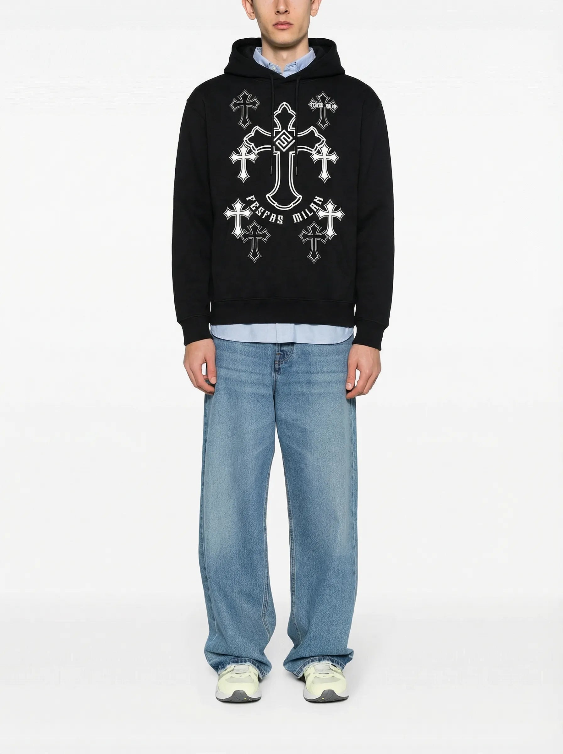 FesFas Cross-print Hoodie Set | Black