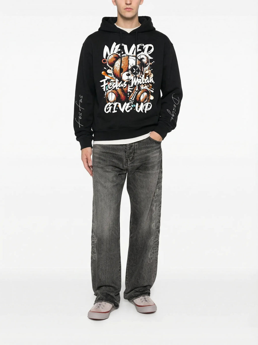FesFas teddy bear-print Hoodie | Black