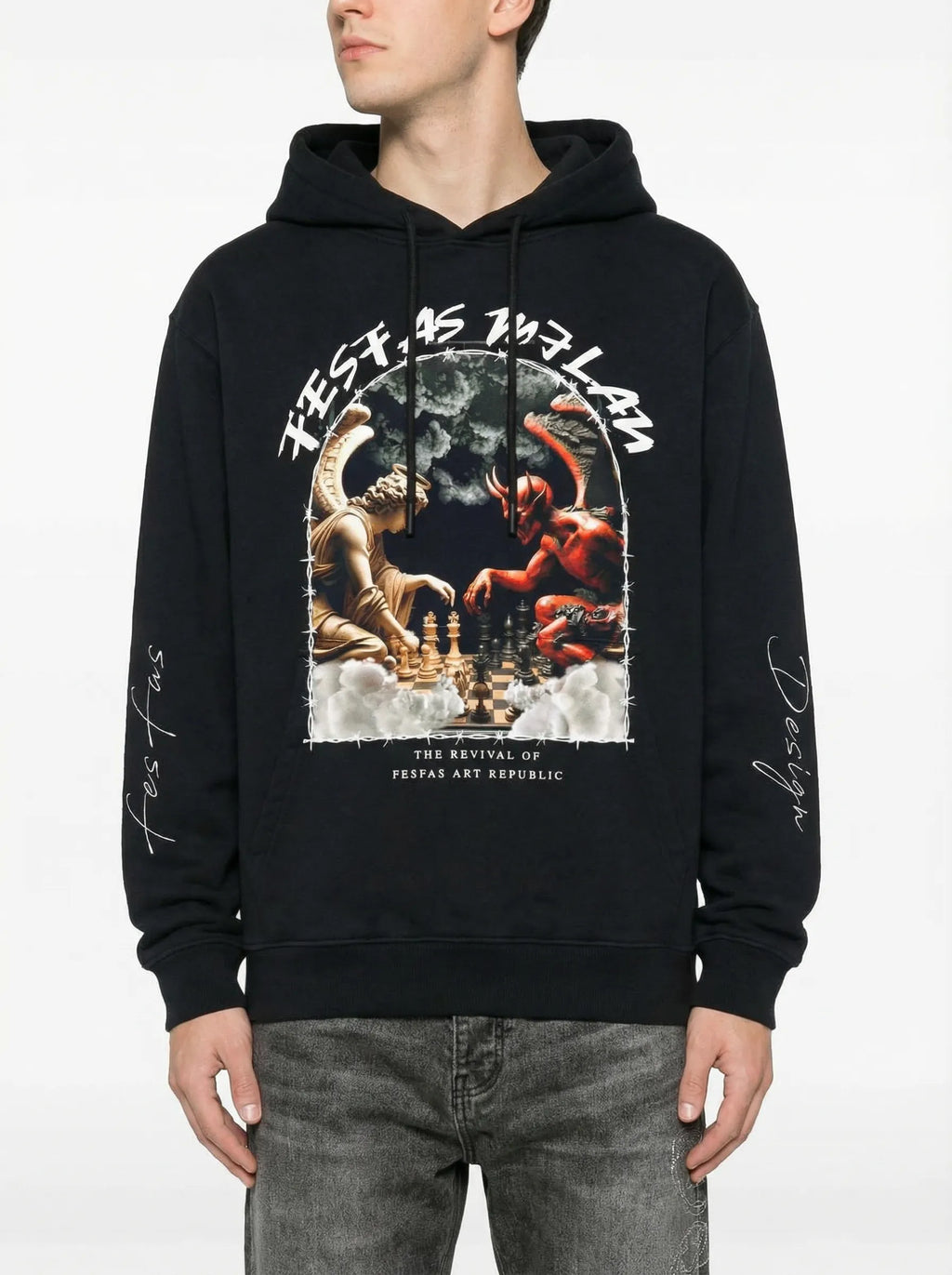 FesFas angels & demons-print Hoodie | Black