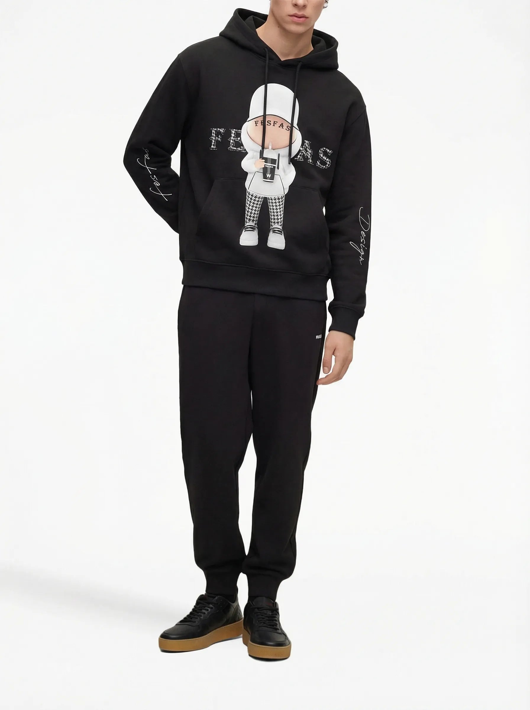 FesFas Cool Boy-print Hoodie | Black