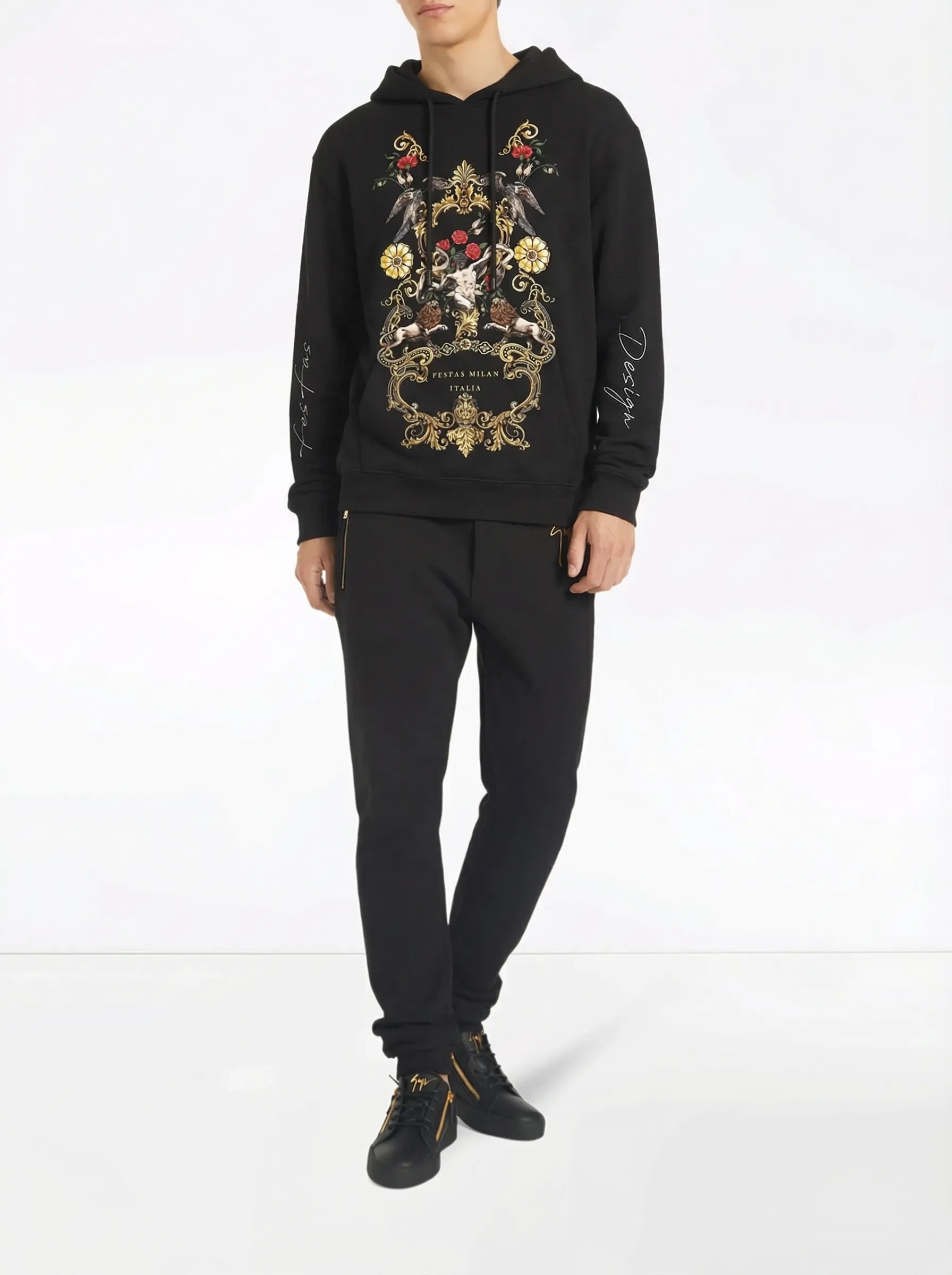 FesFas Glorious Deur-print Hoodie | Black
