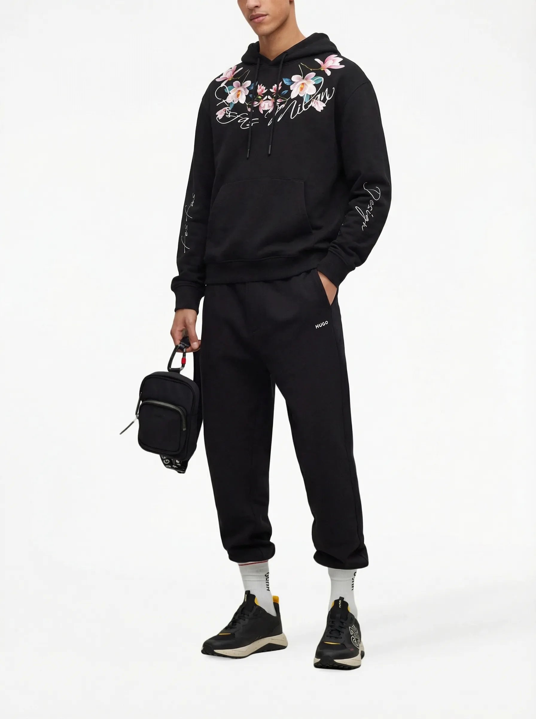 FesFas flower-print Hoodie | Black
