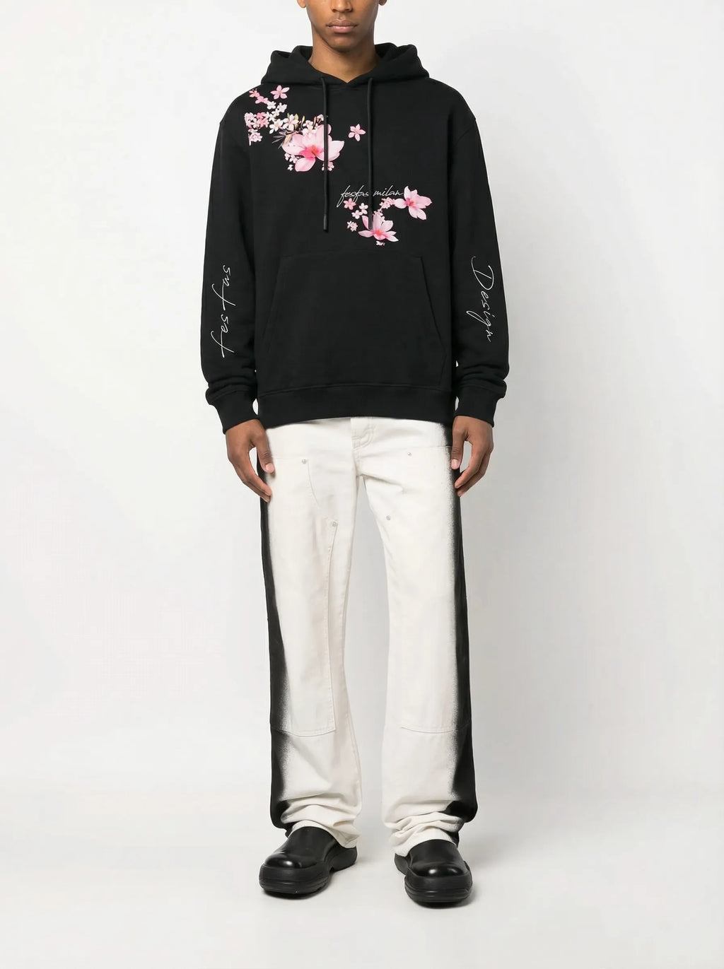 FesFas cherry blossom-print Hoodie | Black