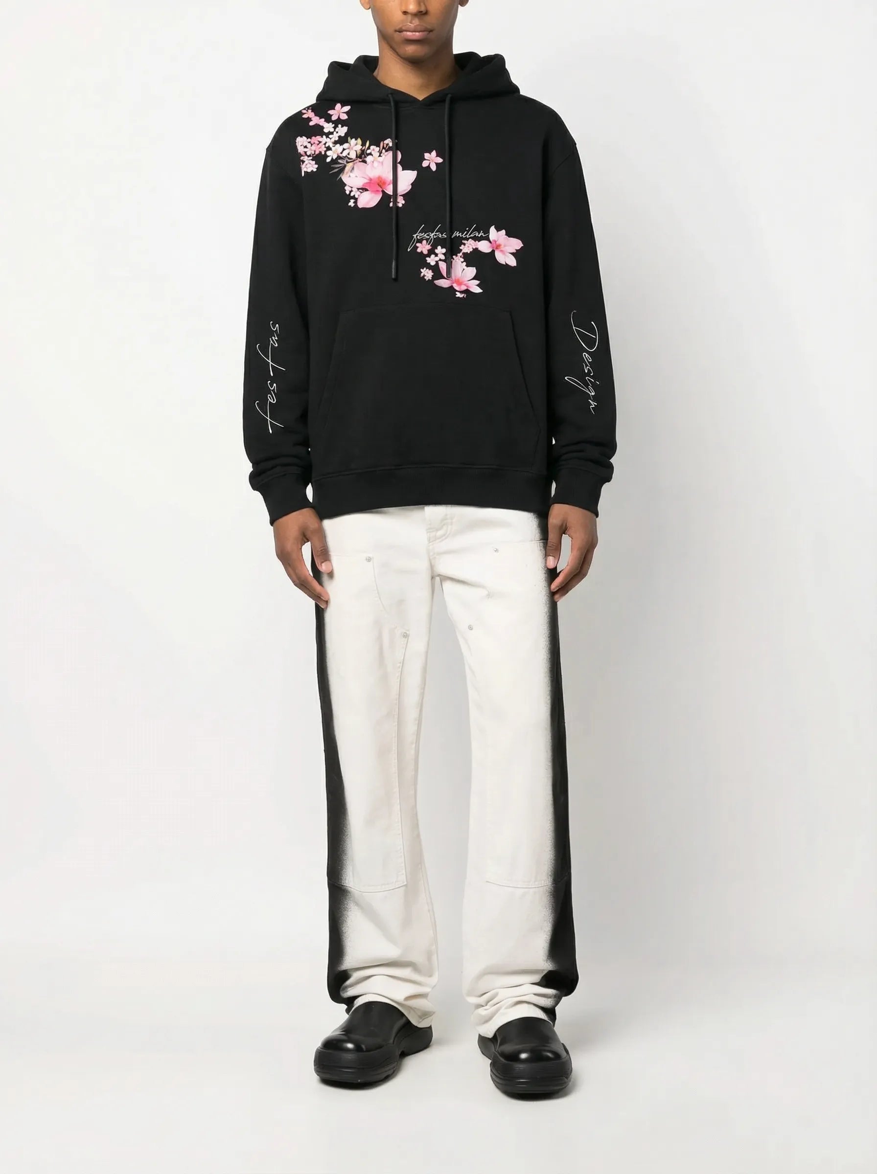 FesFas cherry blossom-print Hoodie | Black