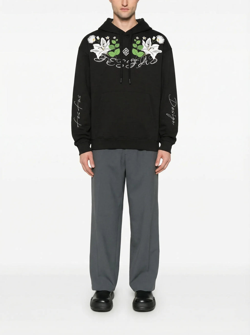 FesFas flower-print Hoodie | Black