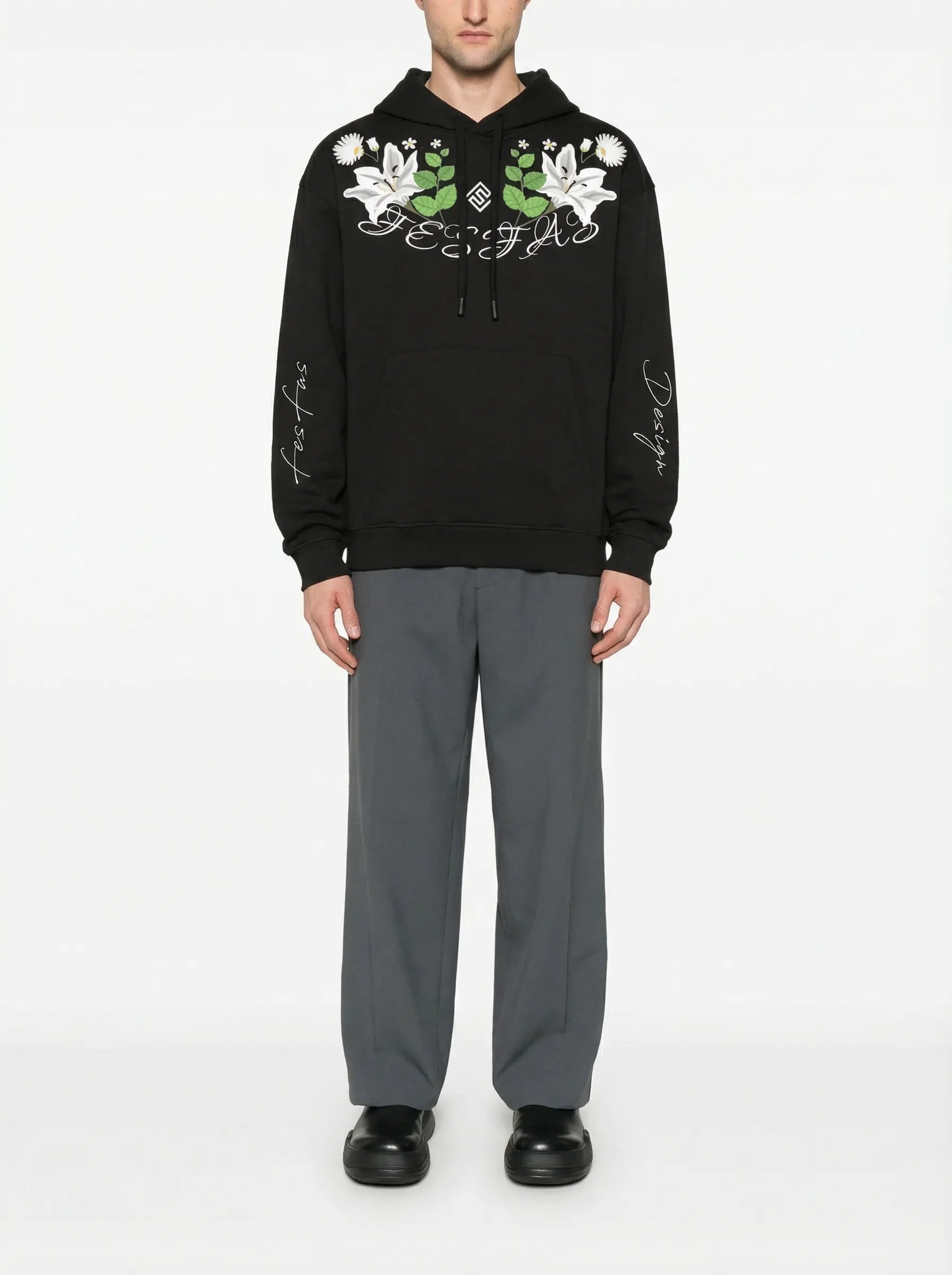 FesFas flower-print Hoodie | Black