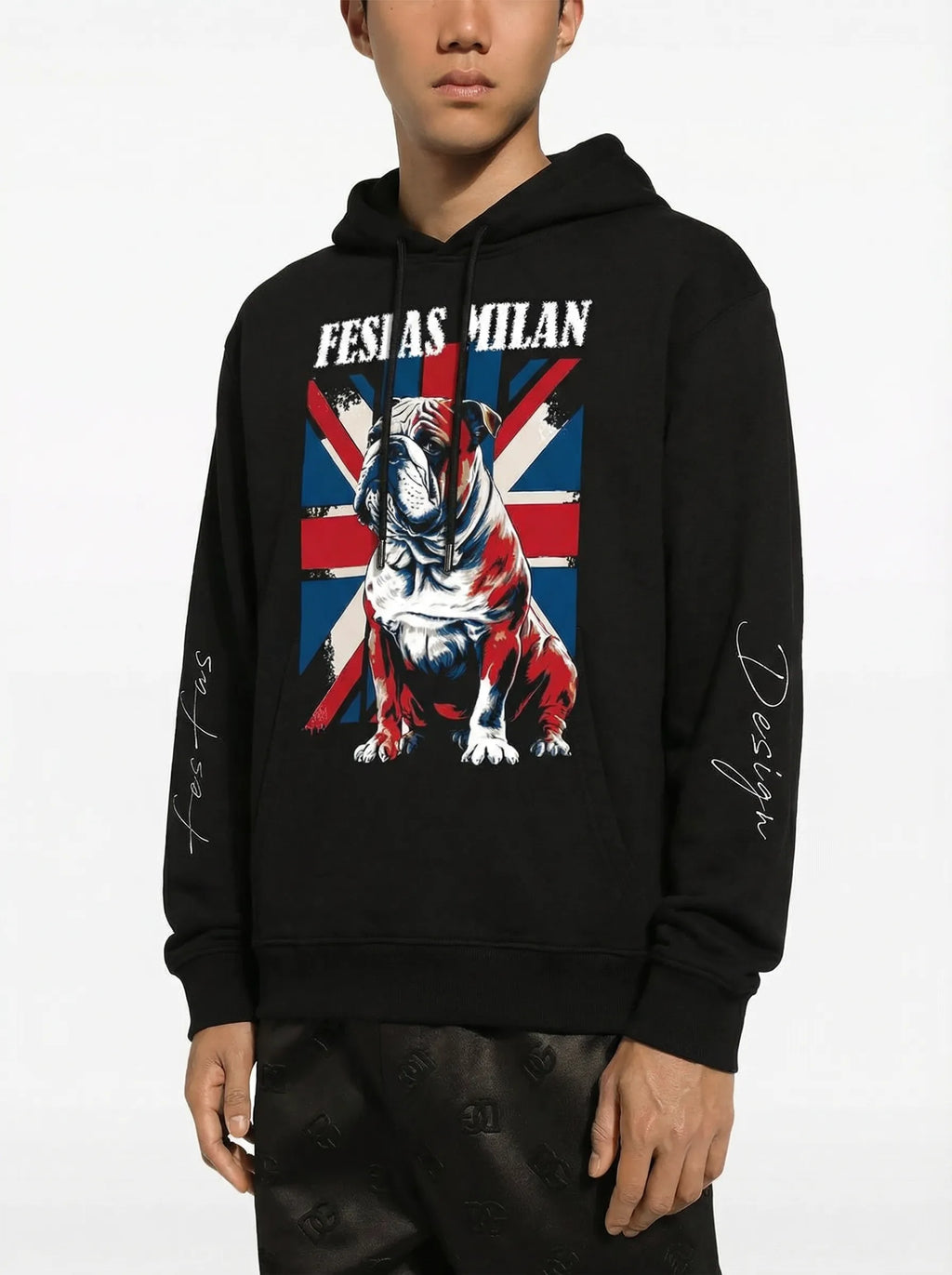 FesFas Bulldog-print Hoodie | Black
