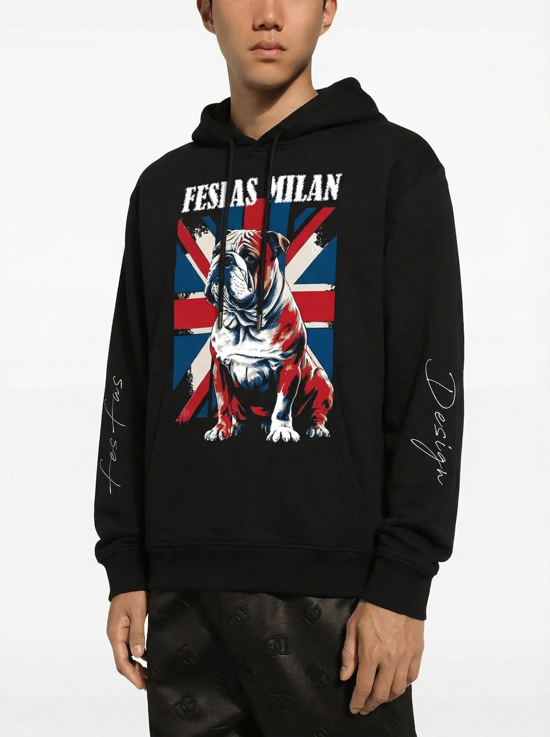 FesFas Bulldog-print Hoodie | Black