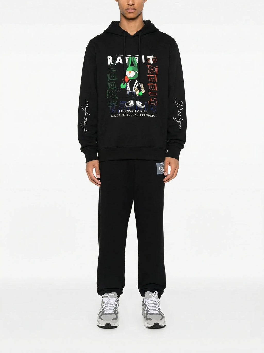FesFas Rabbit-print Hoodie | Black | Unisex
