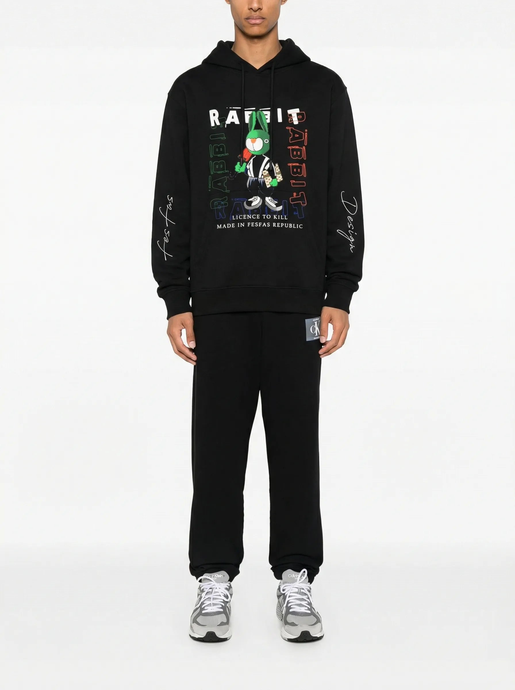 FesFas Rabbit-print Hoodie | Black | Unisex