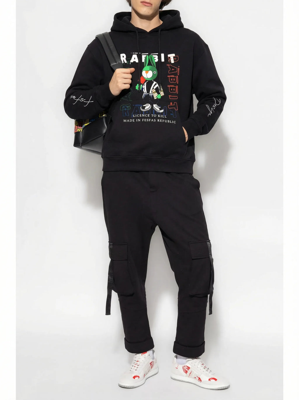 FesFas Rabbit-print Hoodie | Black | Unisex