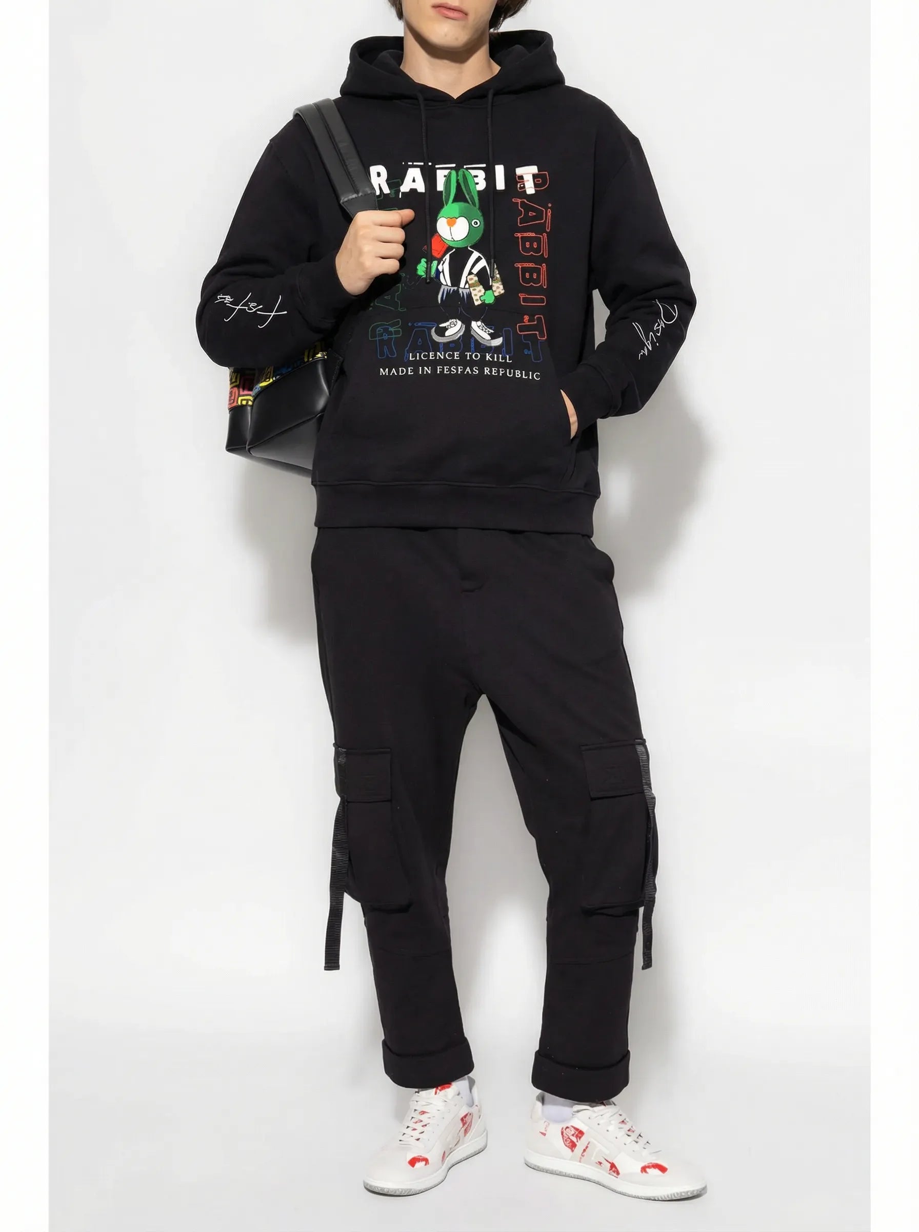 FesFas Rabbit-print Hoodie | Black | Unisex