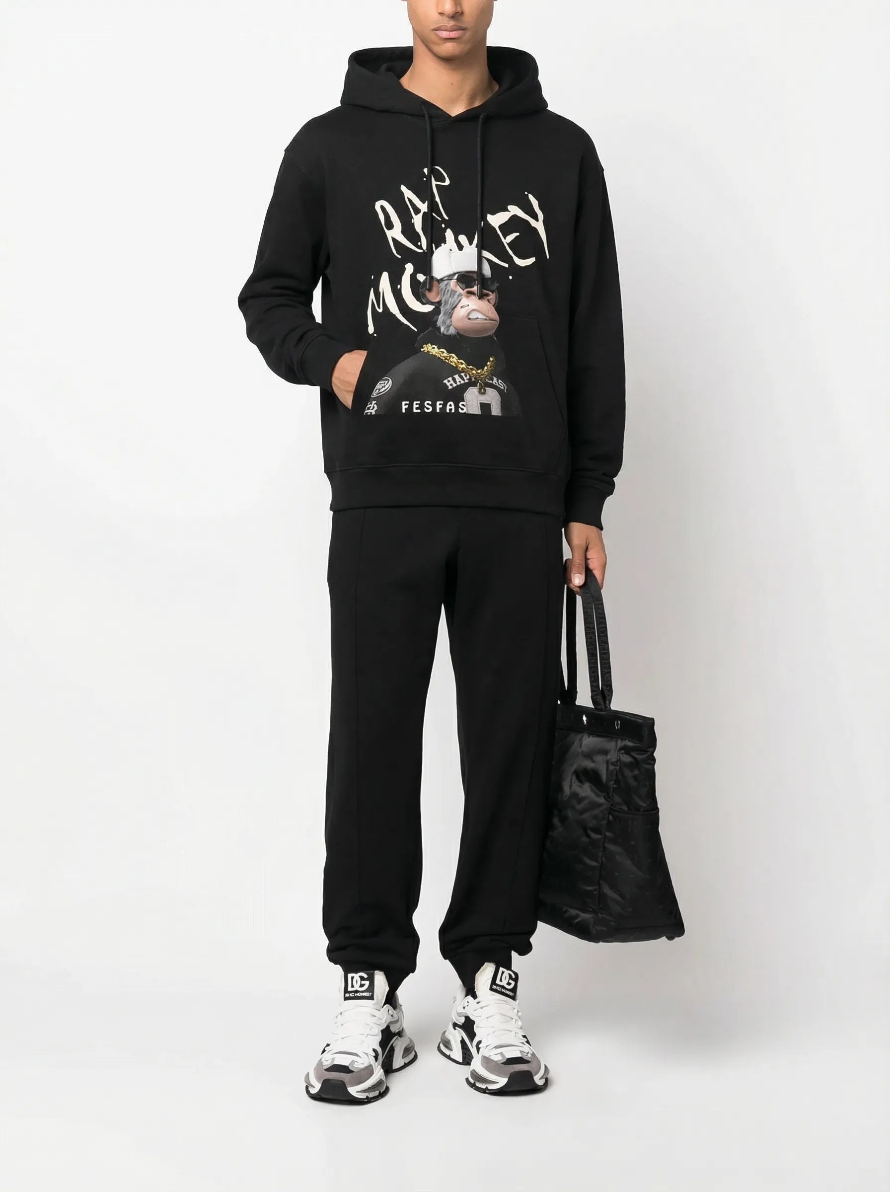 FesFas Rap Monkey-print Hoodie | Black