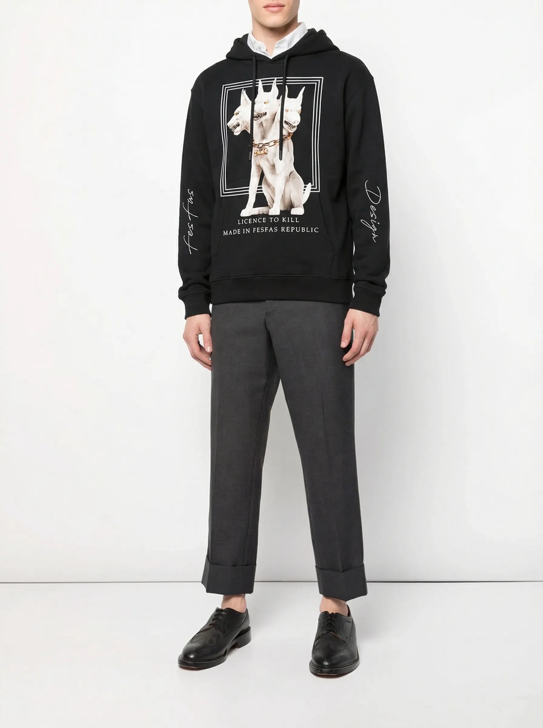FesFas Headed Dog-print Hoodie | Black
