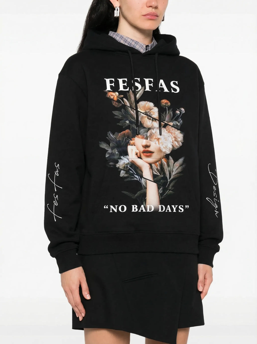 FesFas Flower-print Hoodie | Black