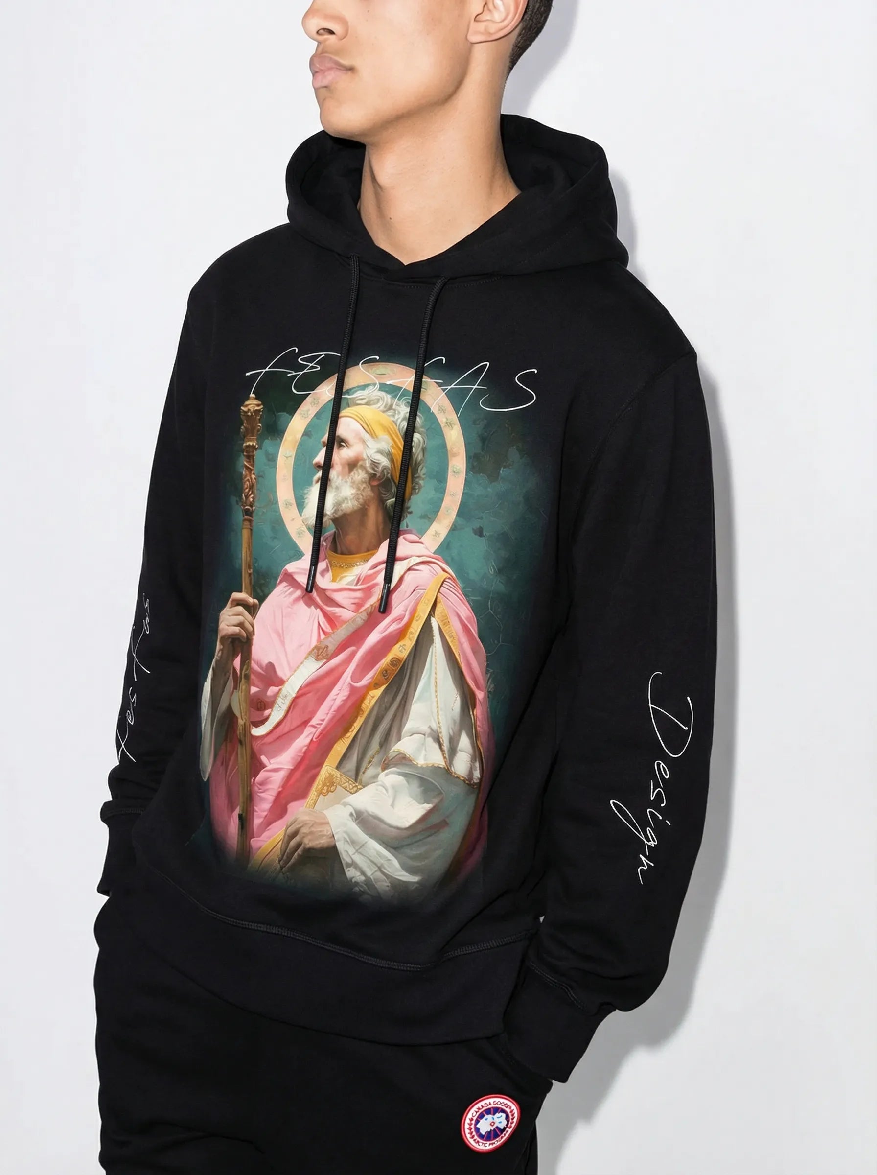 FesFas priest-print Hoodie | Black