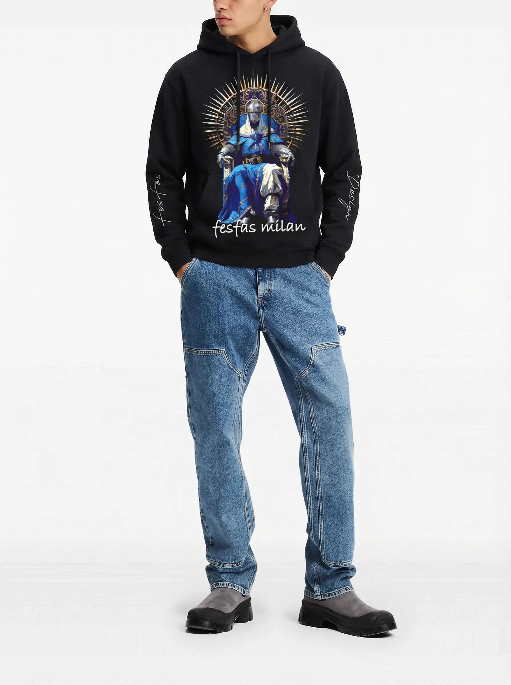 FesFas King-print Hoodie | Black