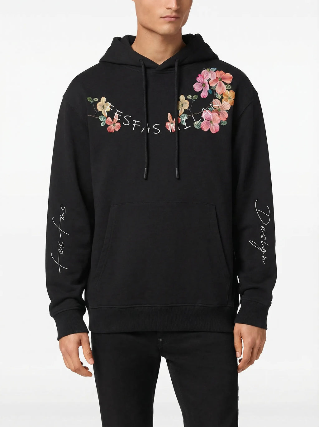 FesFas flower-print Hoodie | Black