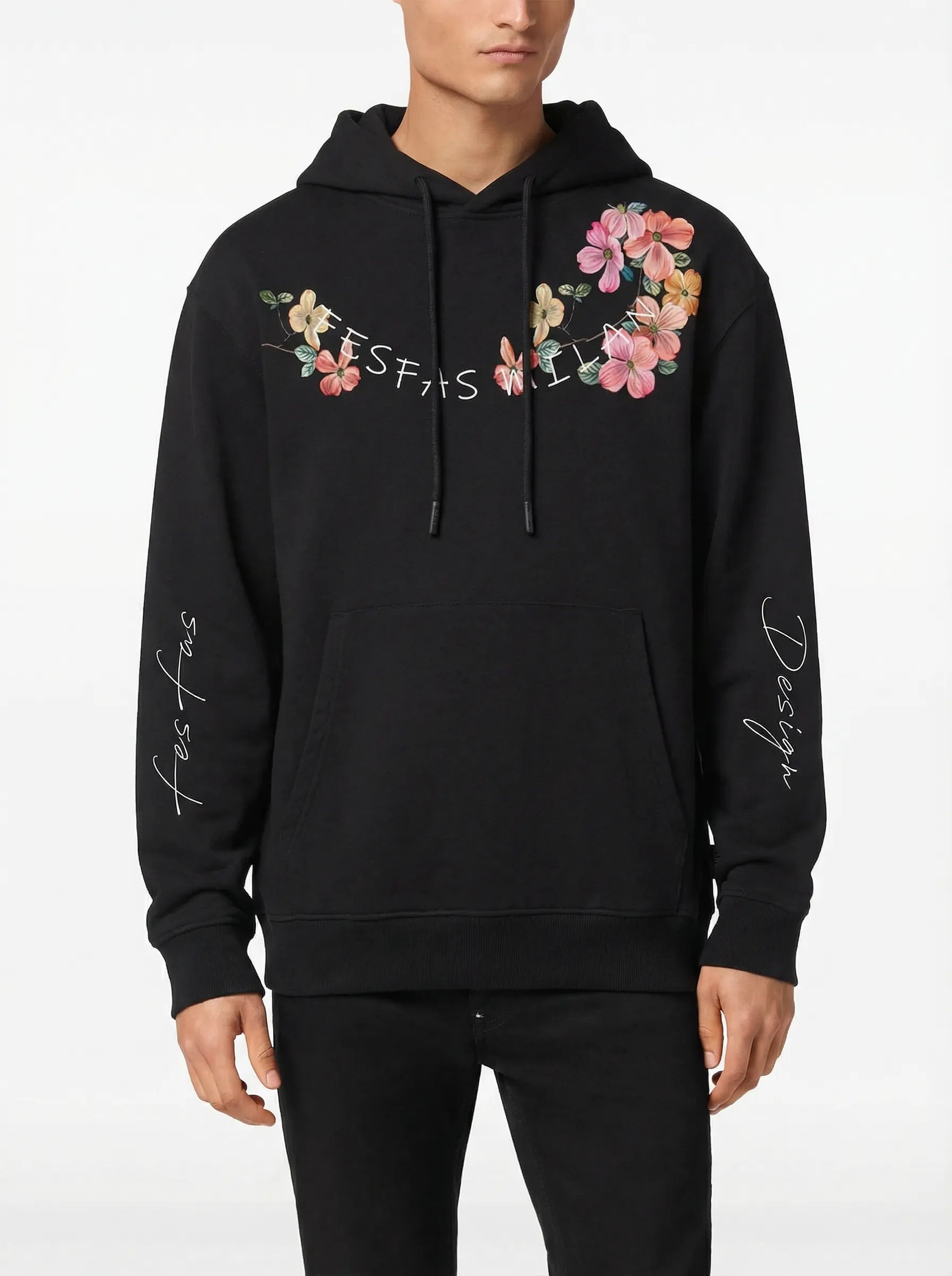 FesFas flower-print Hoodie | Black