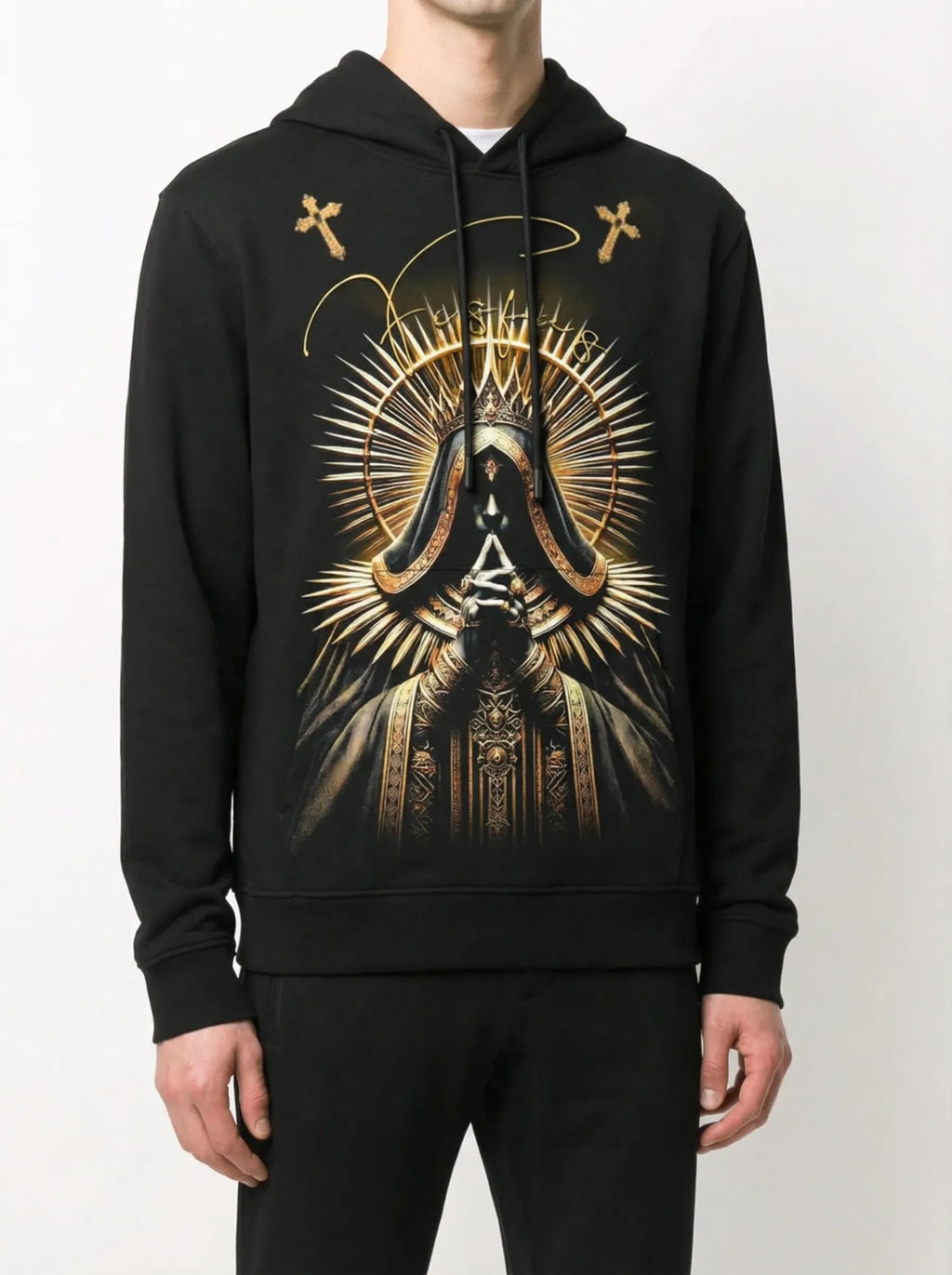 FesFas God-print Hoodie | Black