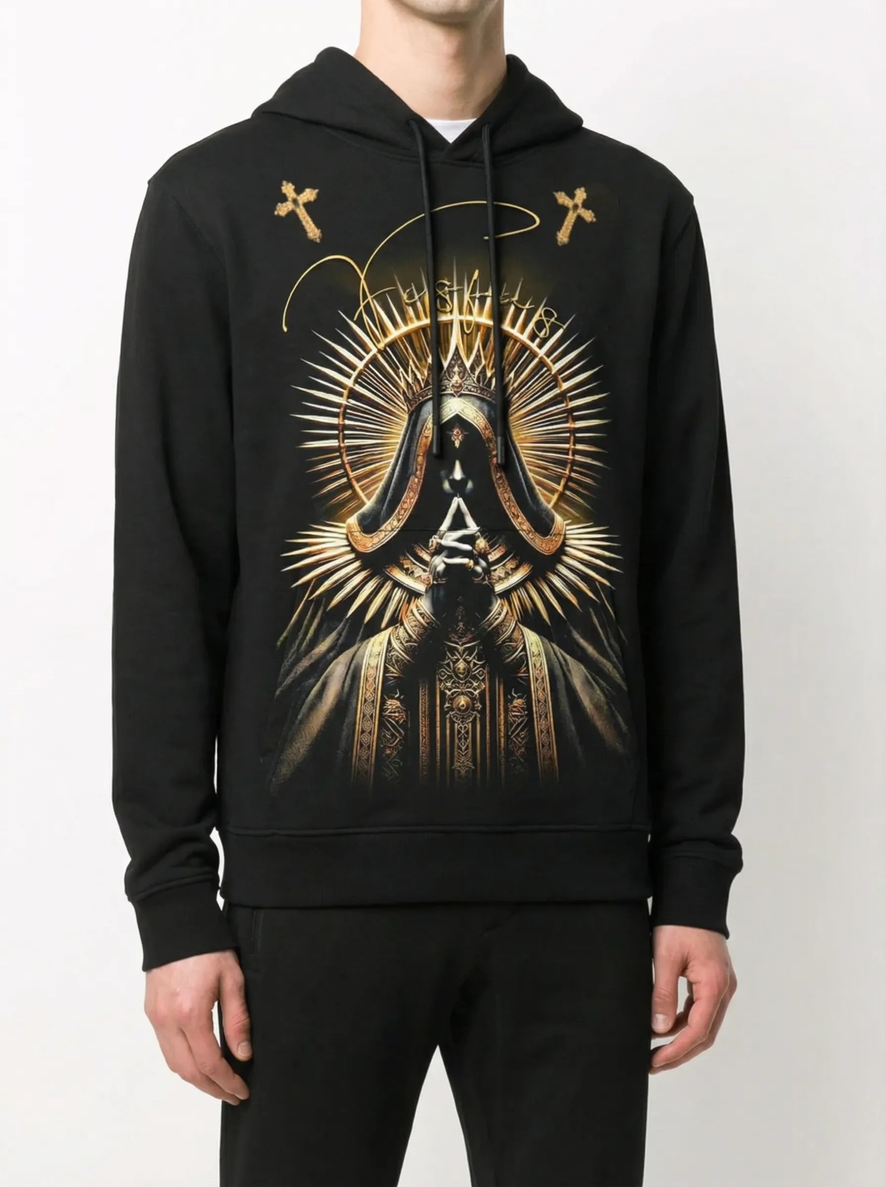 FesFas God-print Hoodie | Black