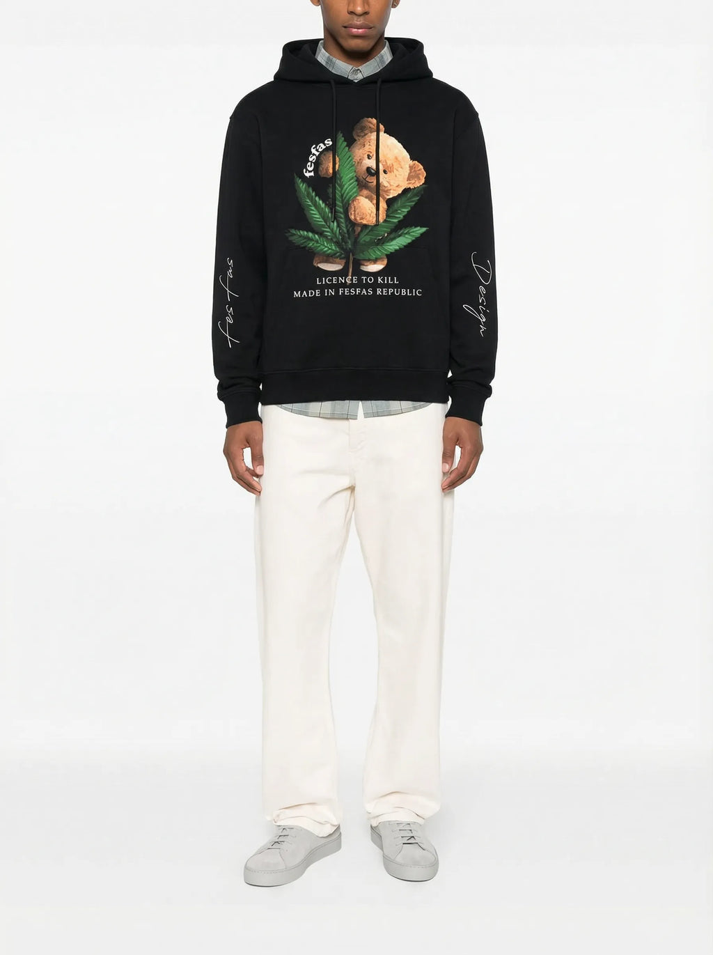 FesFas teddy bear high-print Hoodie | Black