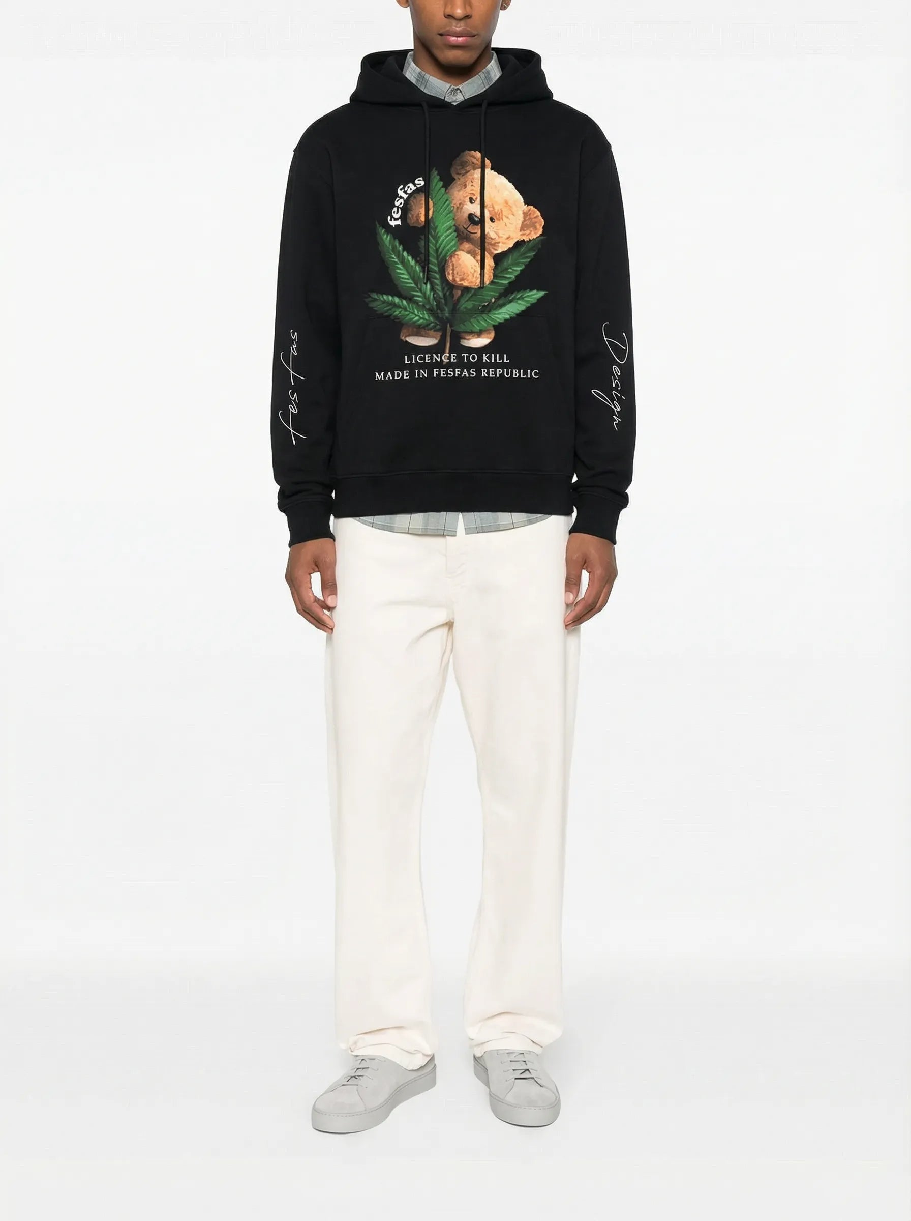 FesFas teddy bear high-print Hoodie | Black