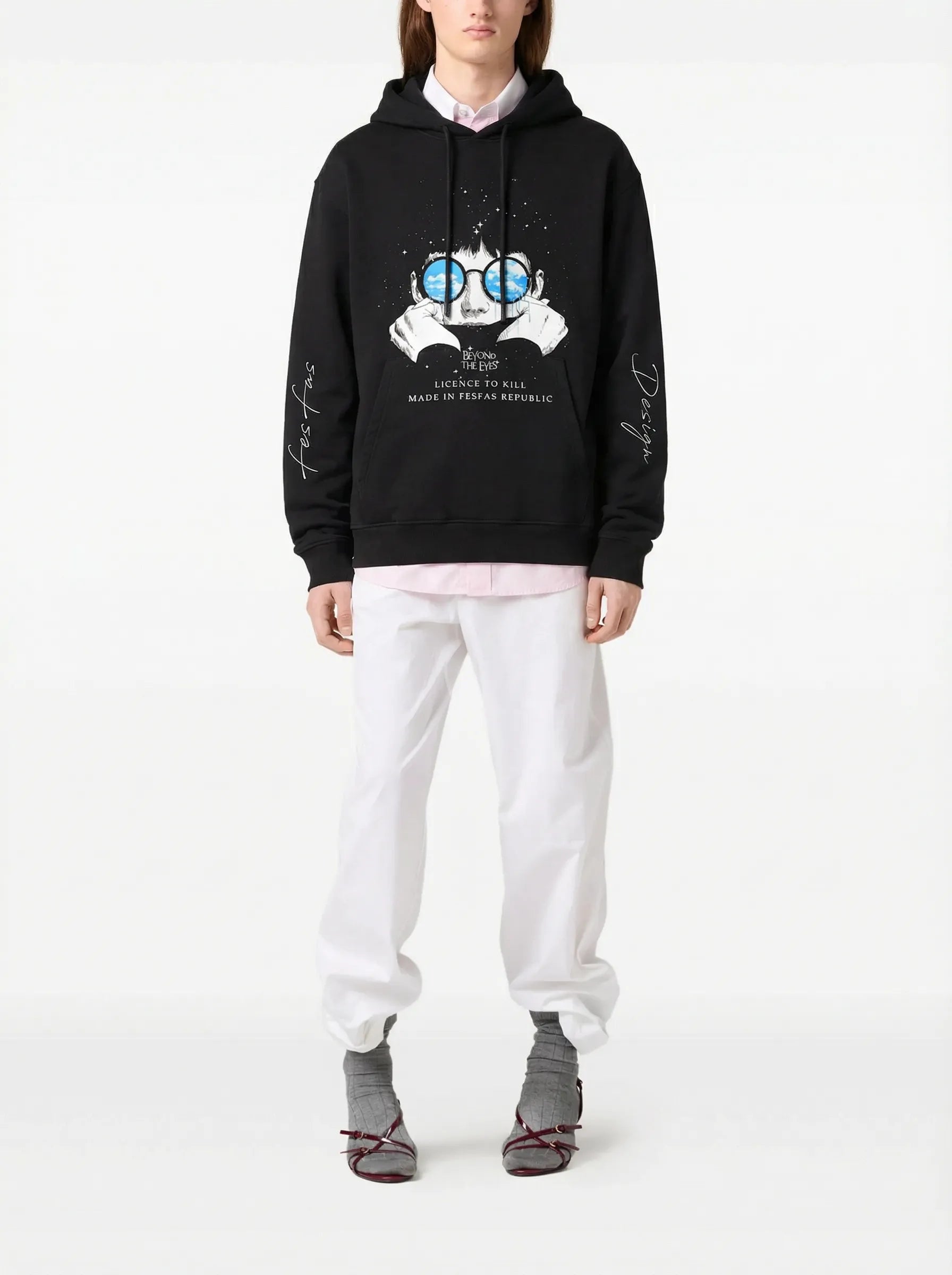 FesFas Eyes-print Hoodie | Black | Unisex