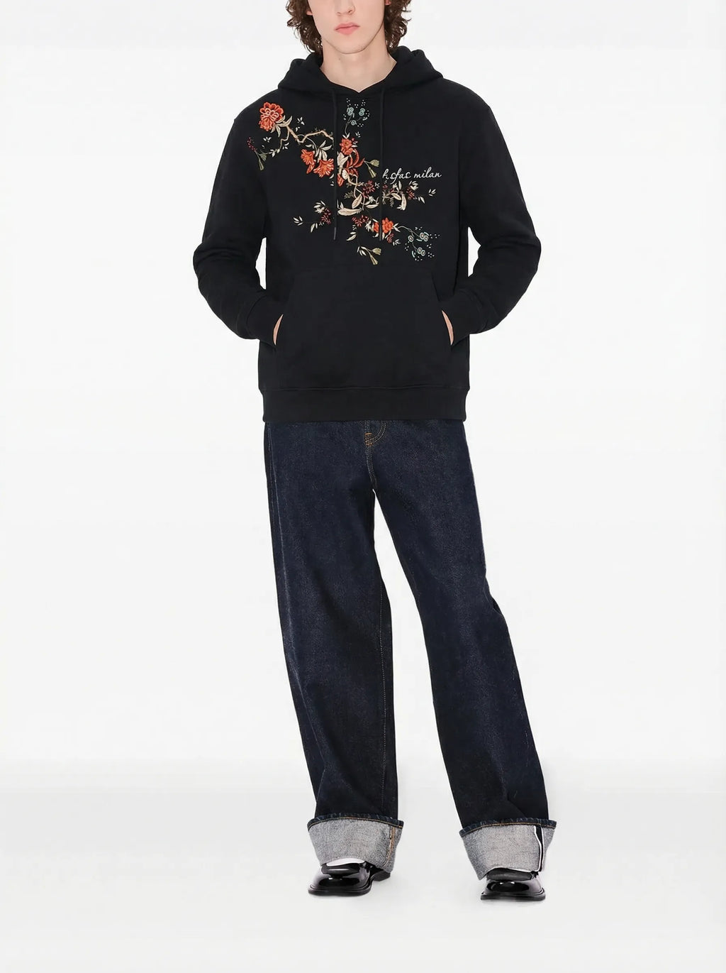 FesFas flower-print Hoodie | Black