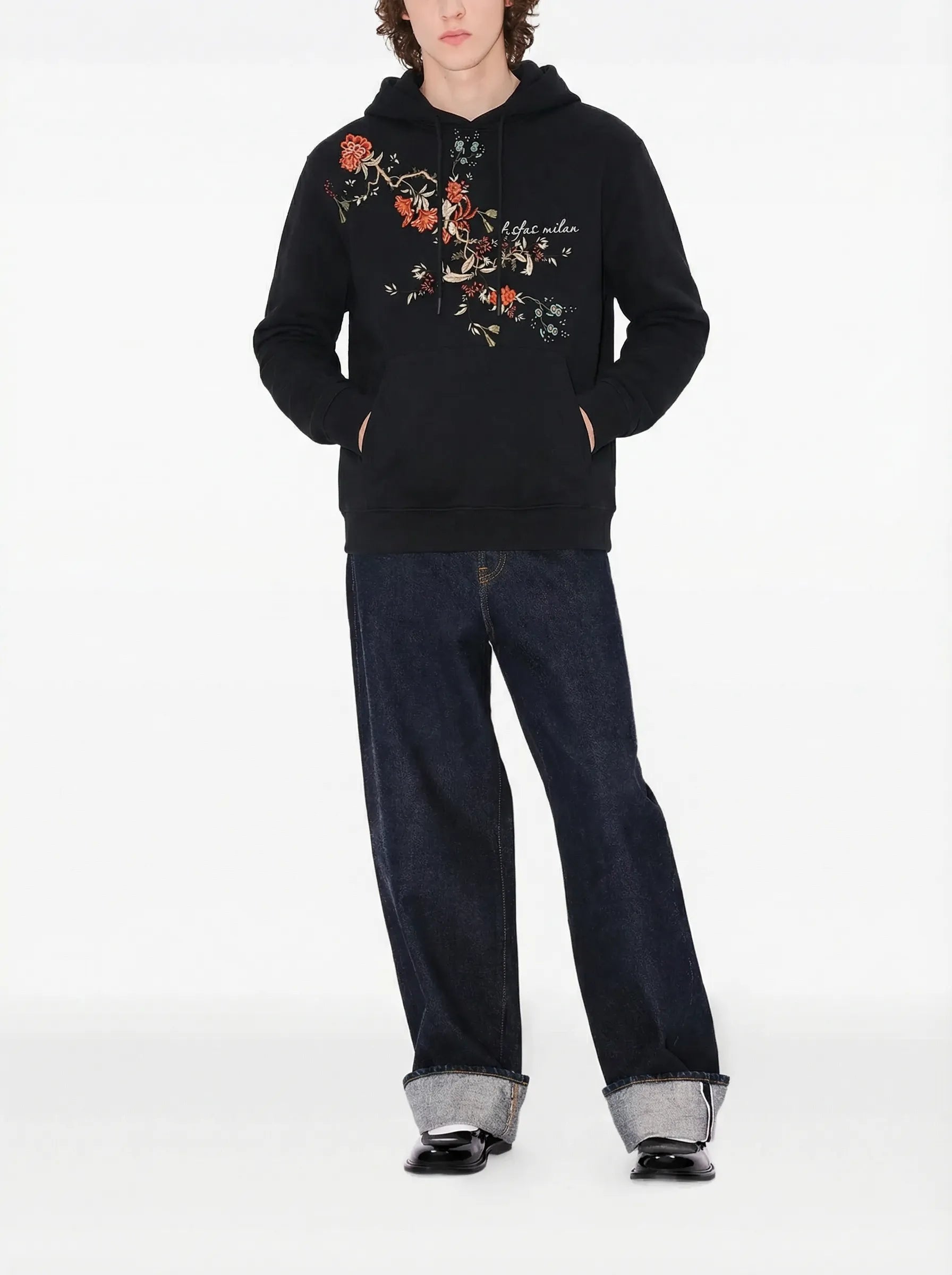 FesFas flower-print Hoodie | Black