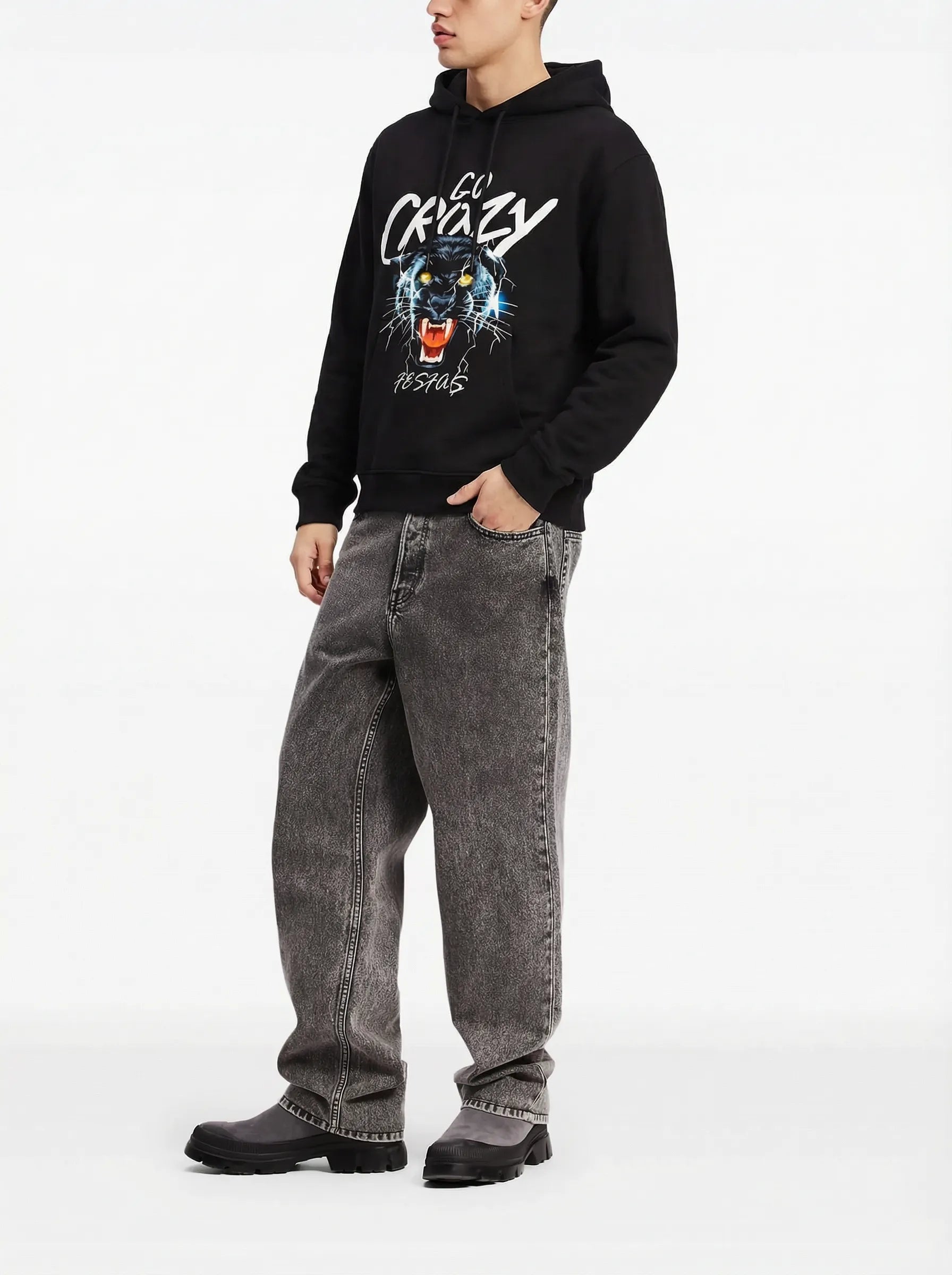 FesFas black panther-print Hoodie | Black