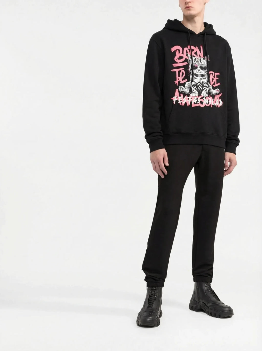 FesFas Cat-print Hoodie | Black