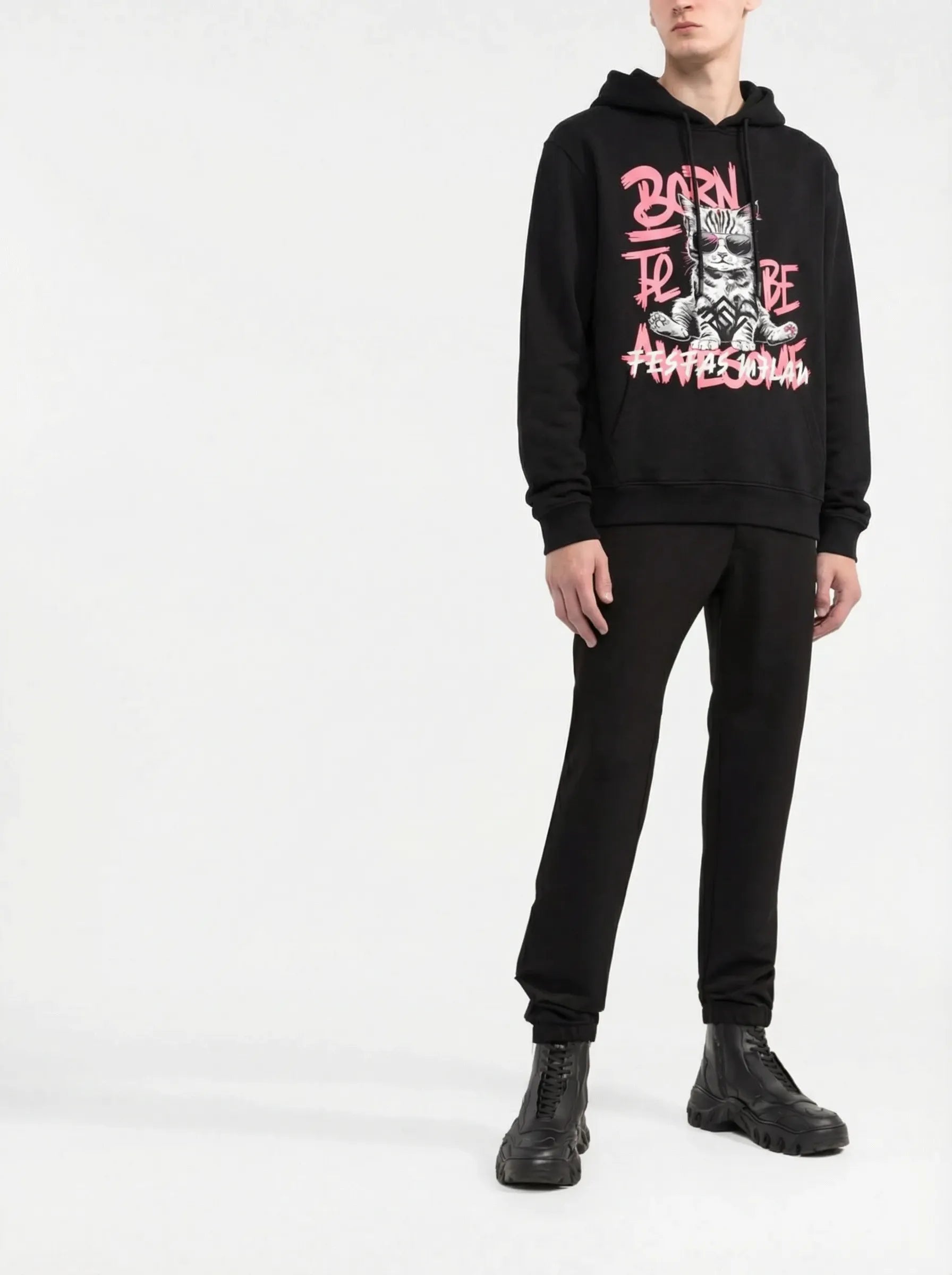 FesFas Cat-print Hoodie | Black