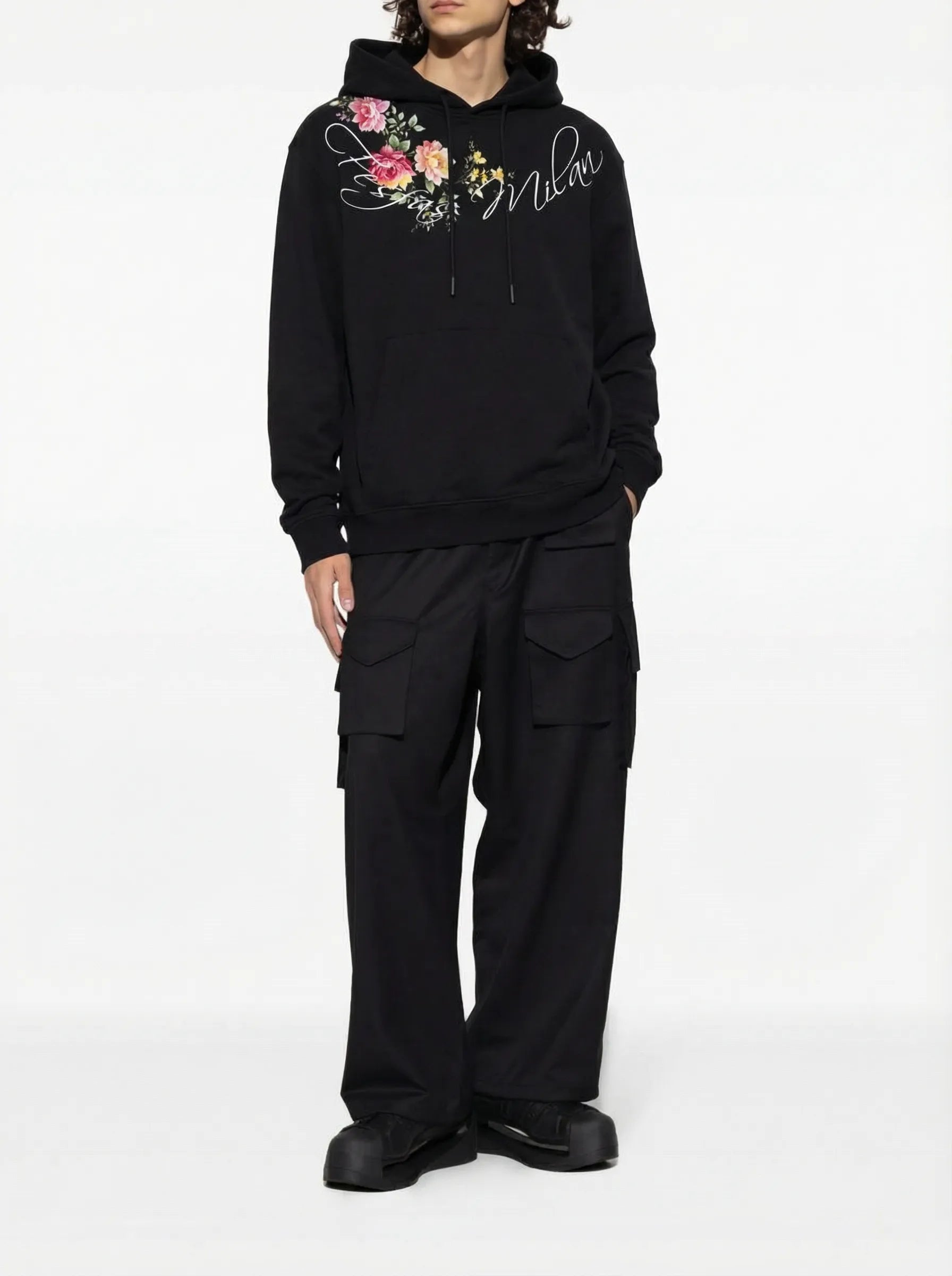 FesFas flower-print Hoodie | Black
