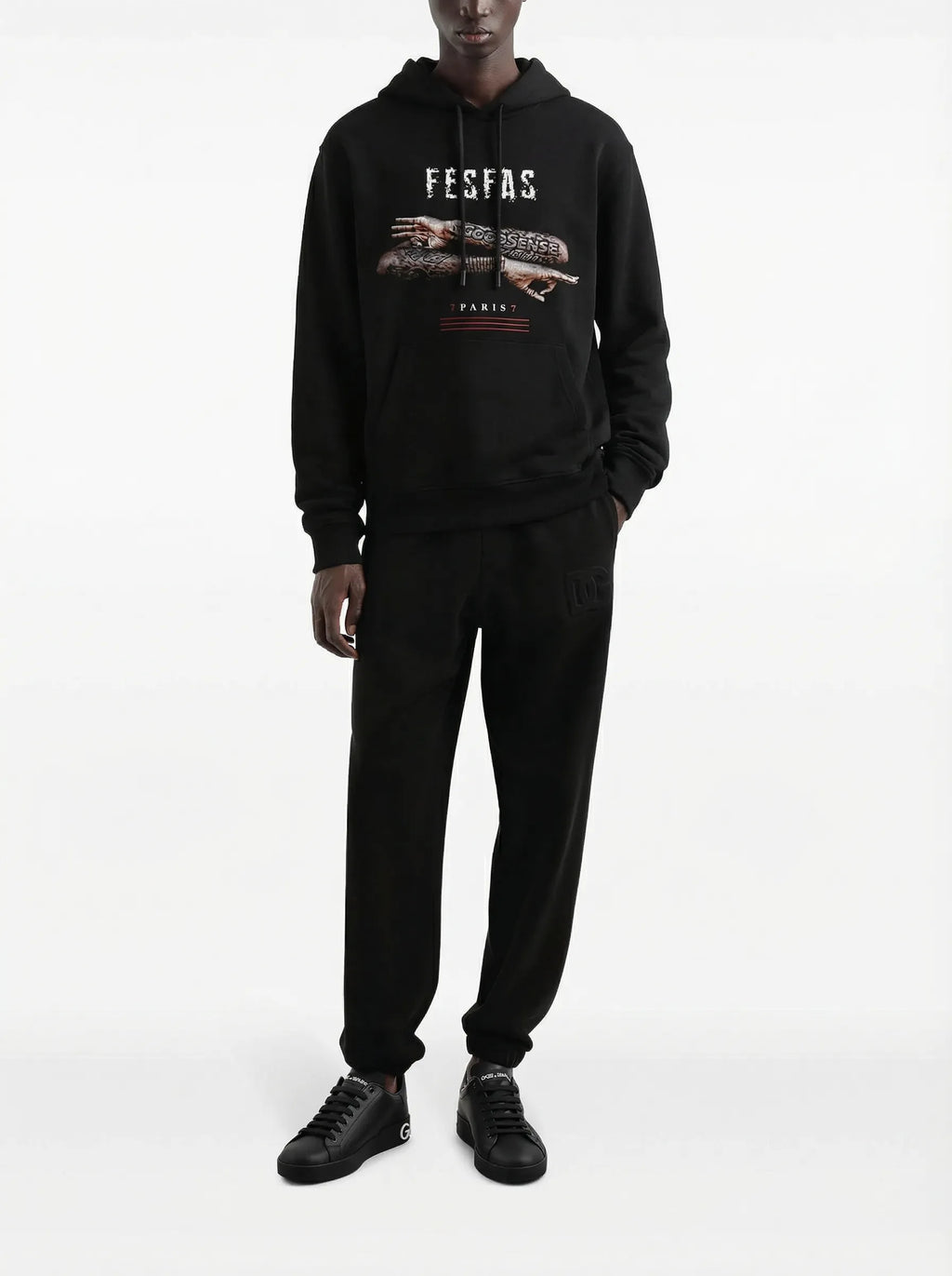 FesFas Good Sense-print Hoodie | Black