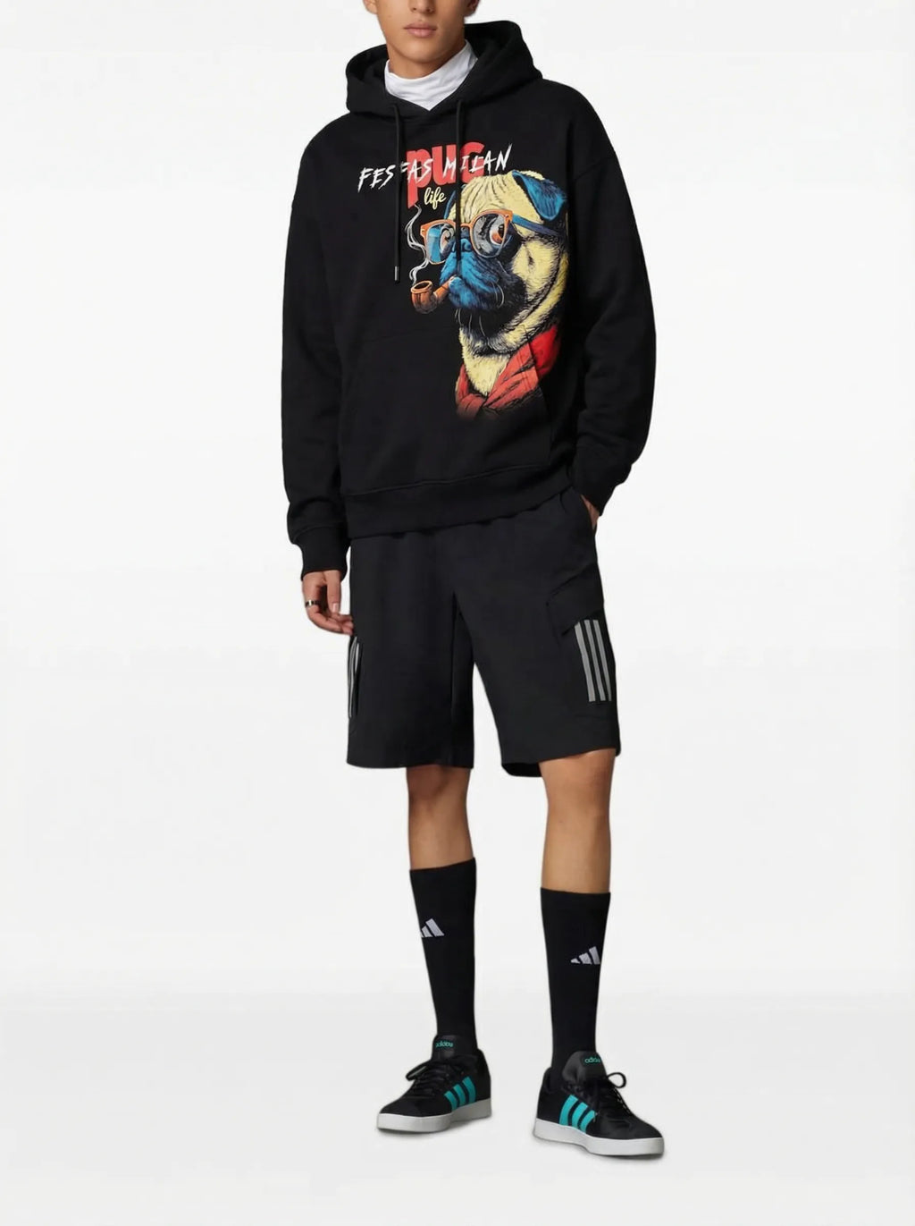 FesFas pug-print Hoodie | Black