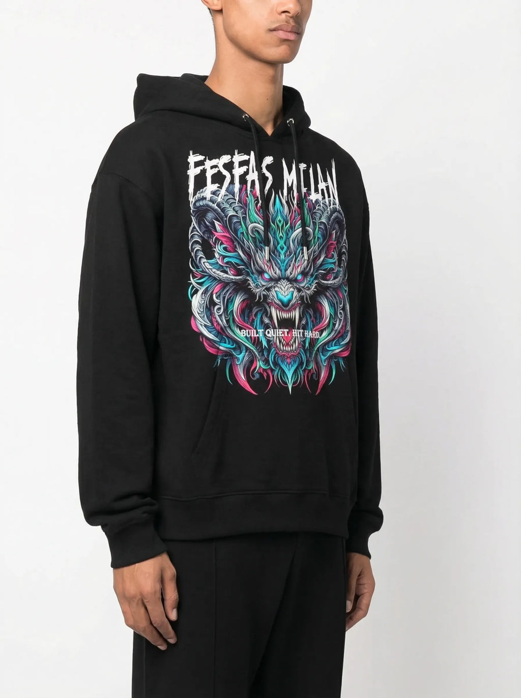 FesFas dragon-print Hoodie | Black
