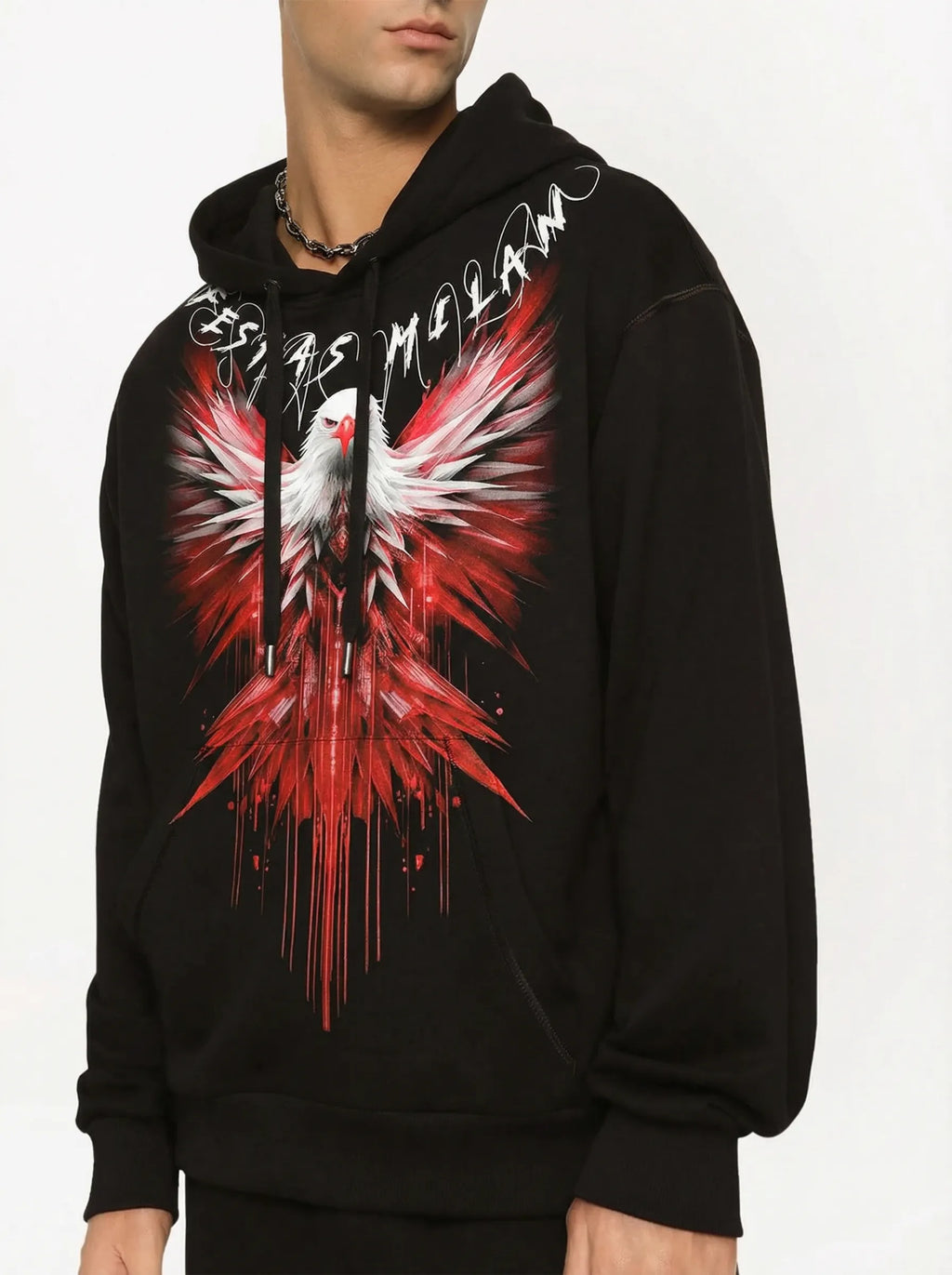 FesFas red eagle-print Hoodie | Black